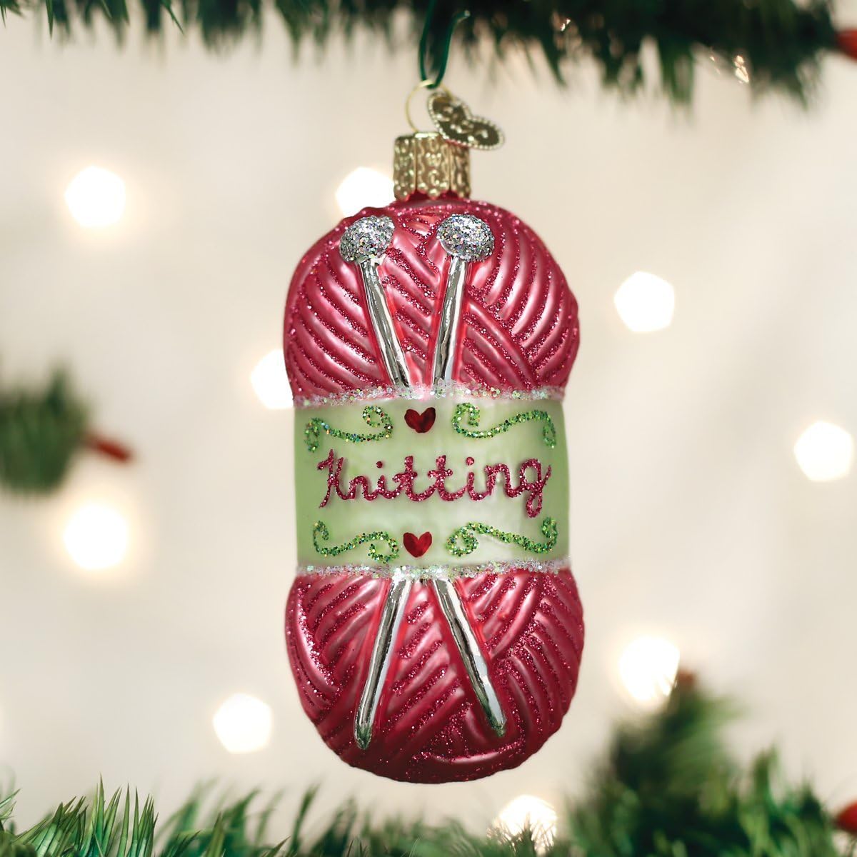 Old World Christmas 32255 Hobbies Gifts Glass Blown Ornaments for Christmas Tree Knitting Yarn, 3.75 Inches - Image 2