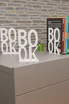 Risingbaber Decorative White Book Font Design Book Holder Support Metal Book Holder Binary Set MK3B