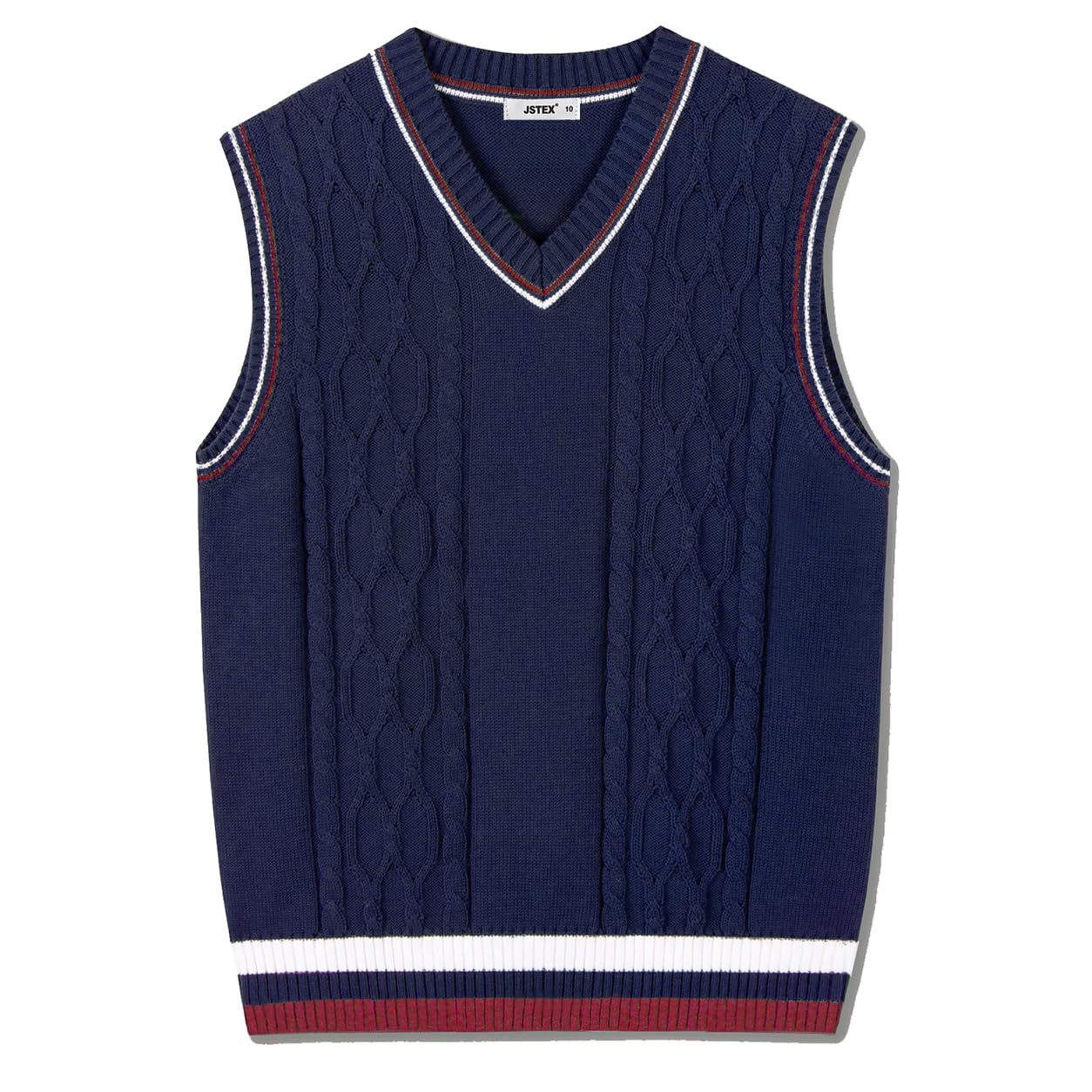 JSTEX Boys Sweater Vest 100% Cotton Kids Uniform Vest V-Neck Sleeveless Knit Pullover for Boy Girls Toddler Size 4-14