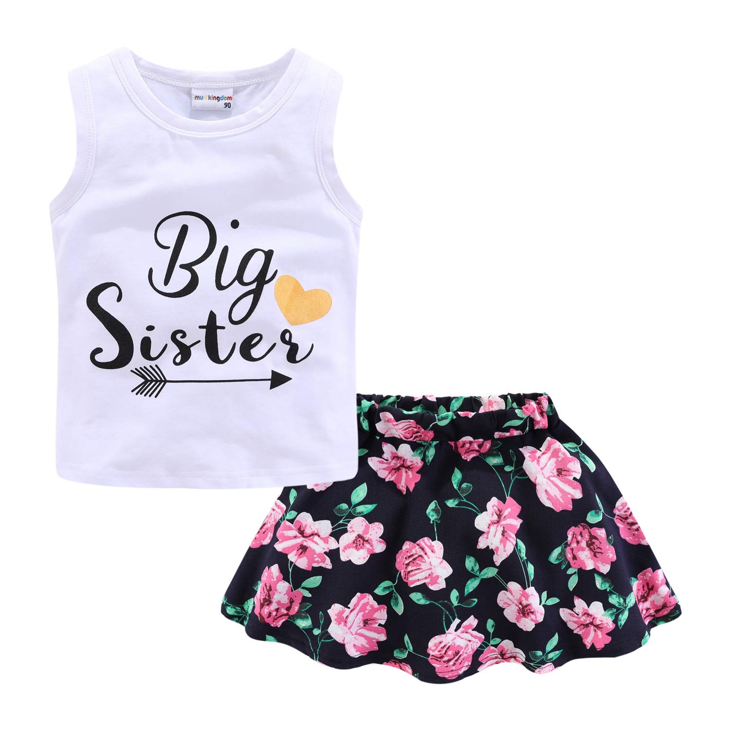 Mud Kingdom Girls Skirt Set Sleeveless Cute Floral Summer Casual