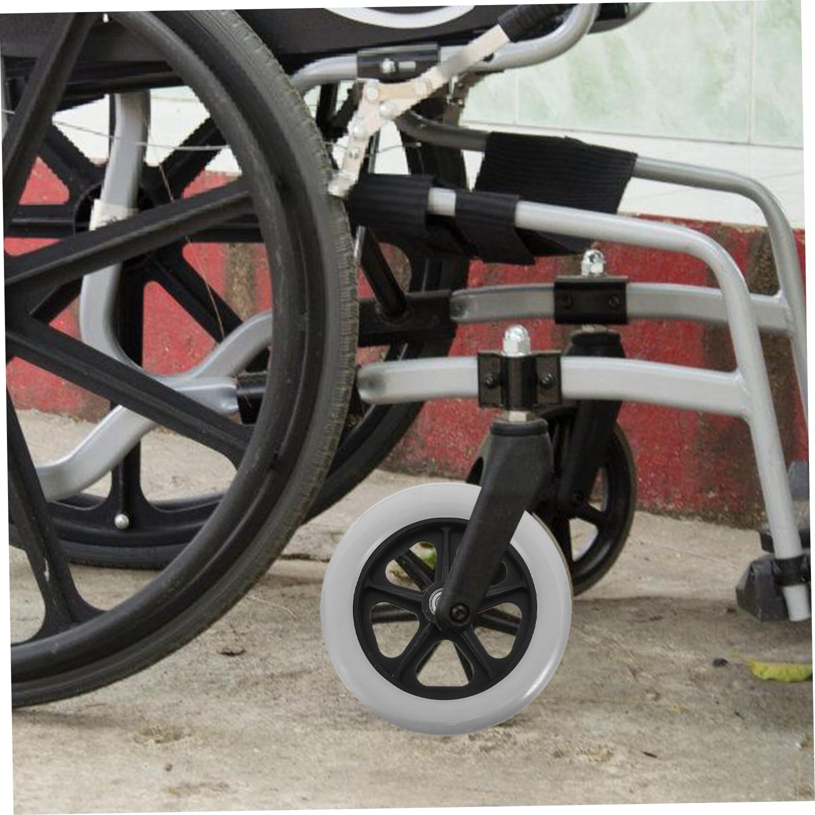 Angoily 2 Pezzi Ruote di Ricambio per Carrozzina Anteriore, Ruote in Plastico Resistenti All'usura Foro da 8mm per Carrelli e Deambulatori