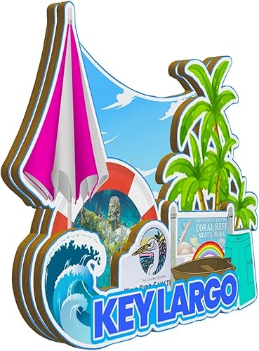 Miniatura 2 de Key Largo Florida USA imán de nevera imán de madera 3D hitos de viaje coleccionables recuerdos decoración hecha a mano -2691