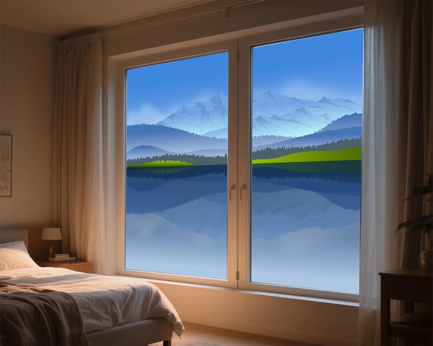 窓ガラス用目隠しフィルム ステンドグラスウィンドウフィルム ガラス飛散防止 不透明 装飾用 水で貼ってはがせる 食器棚 インテリア