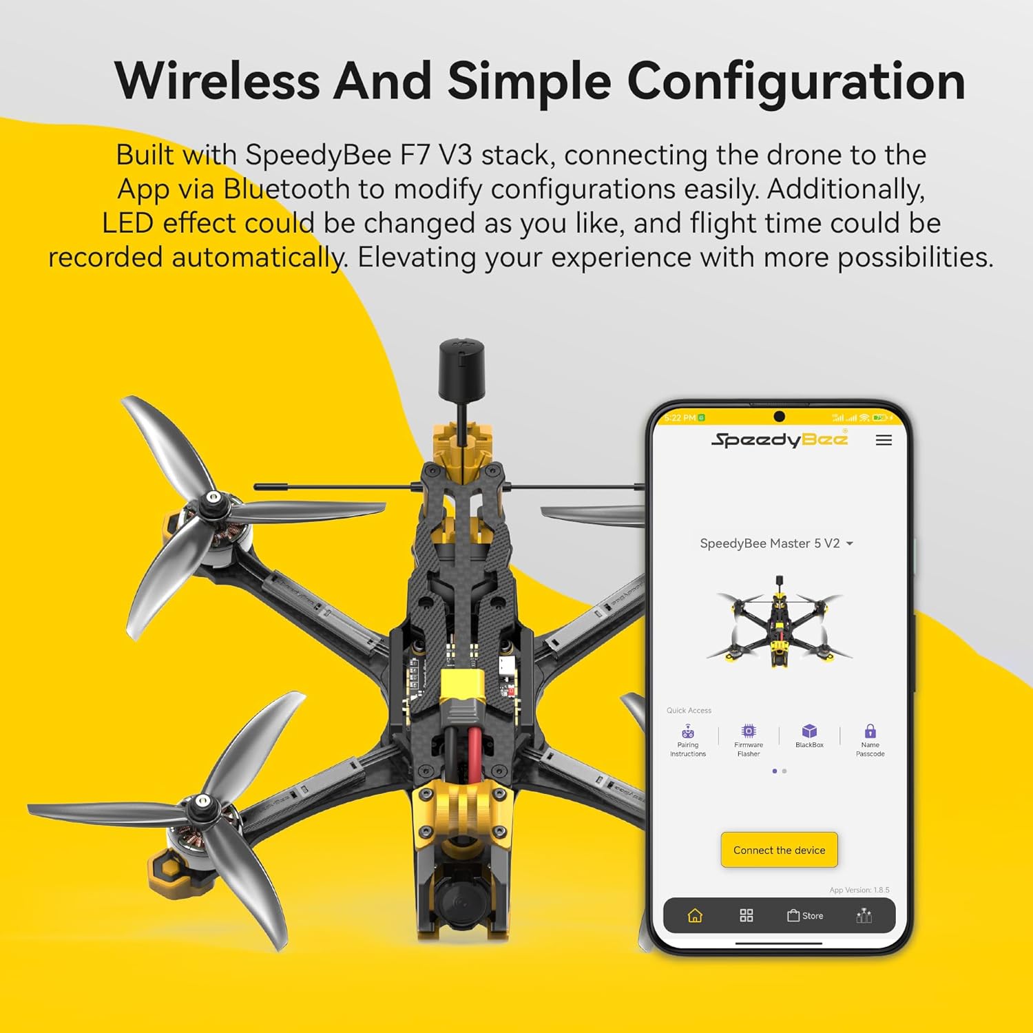 SpeedyBee Master 5 V2 FPV Drone - 5 Inch 6S BNF With RunCam Phoenix FPV Camera Wireless Configuration for FPV Beginners or Pros Indoor Outdoor Fressstyle Cinematic - Analog PNP Version