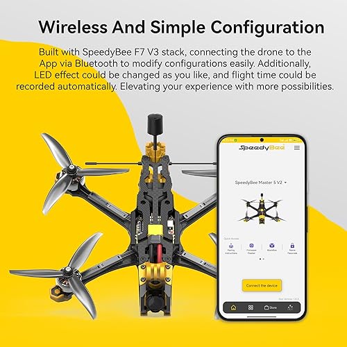 Miniatura 4 de SpeedyBee Master 5 V2 FPV Drone - 5 pulgadas 6S BNF con RunCam Phoenix FPV Cámara Configuración inalámbrica para FPV principiantes o profesionales