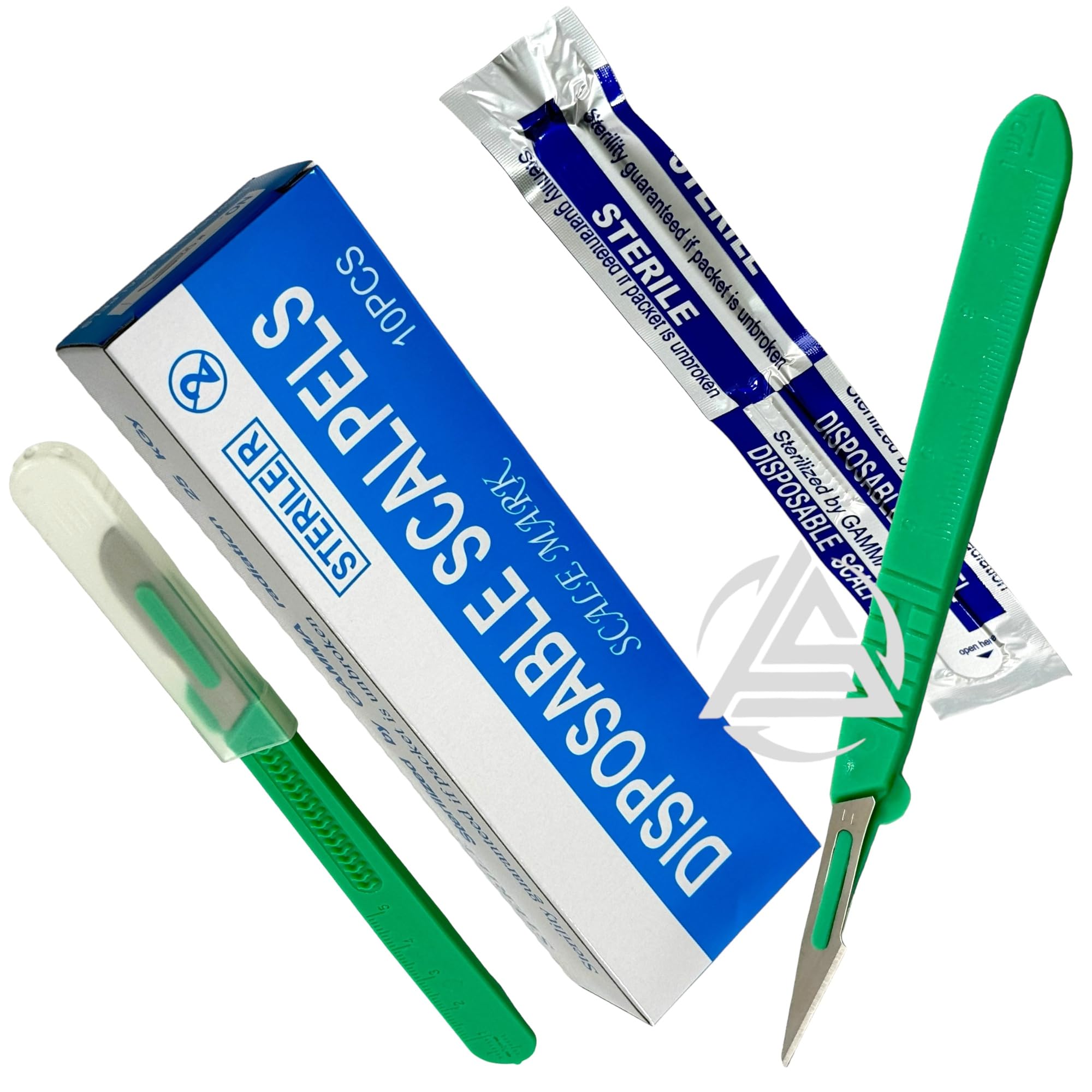 Sterile #11 Disposable Scalpels with Plastic Handle and Measuring Ruler Feature (0cm to 6cm) Individually Foil Wrapped (3)