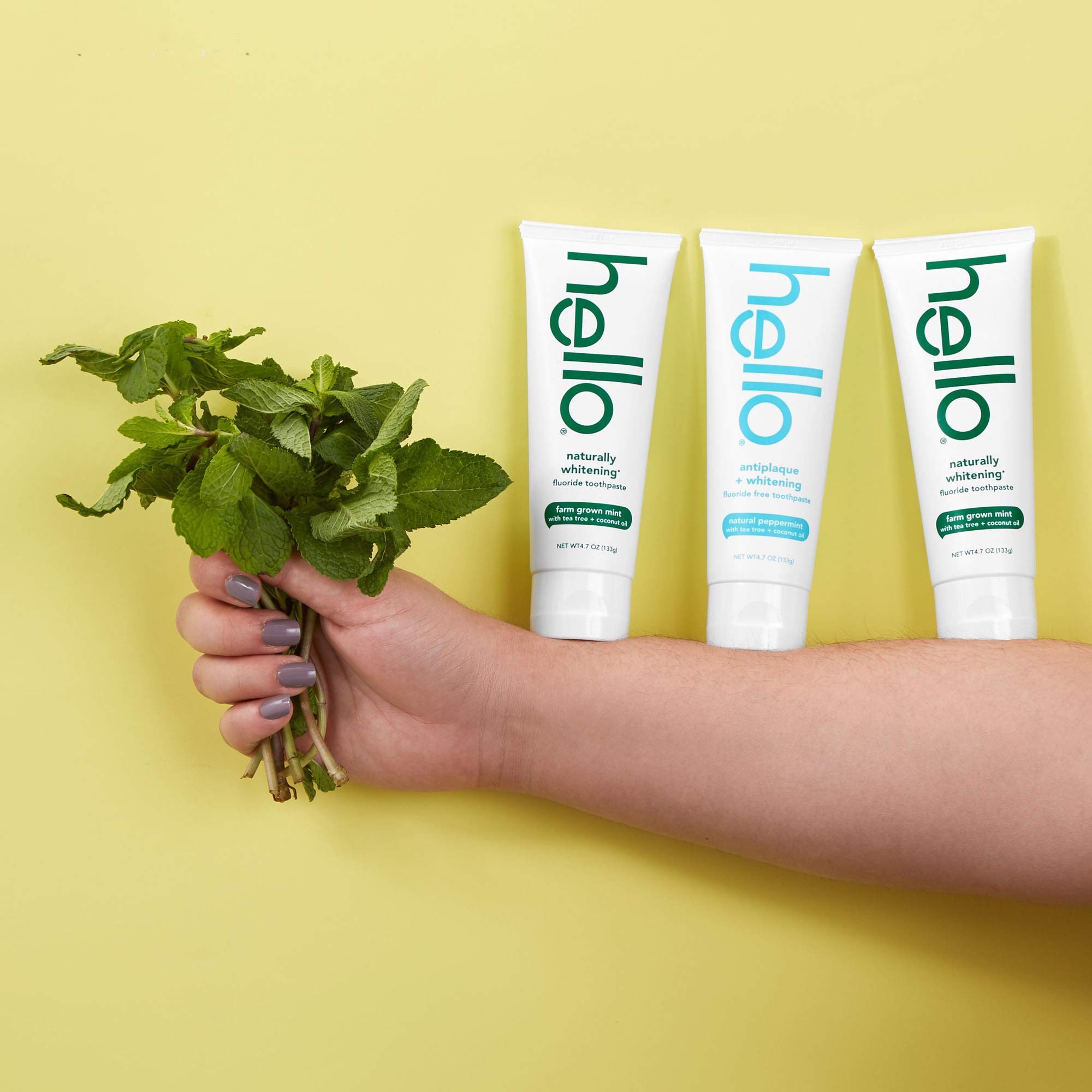 Hello Antiplaque and Whitening Fluoride Free Toothpaste, Natural