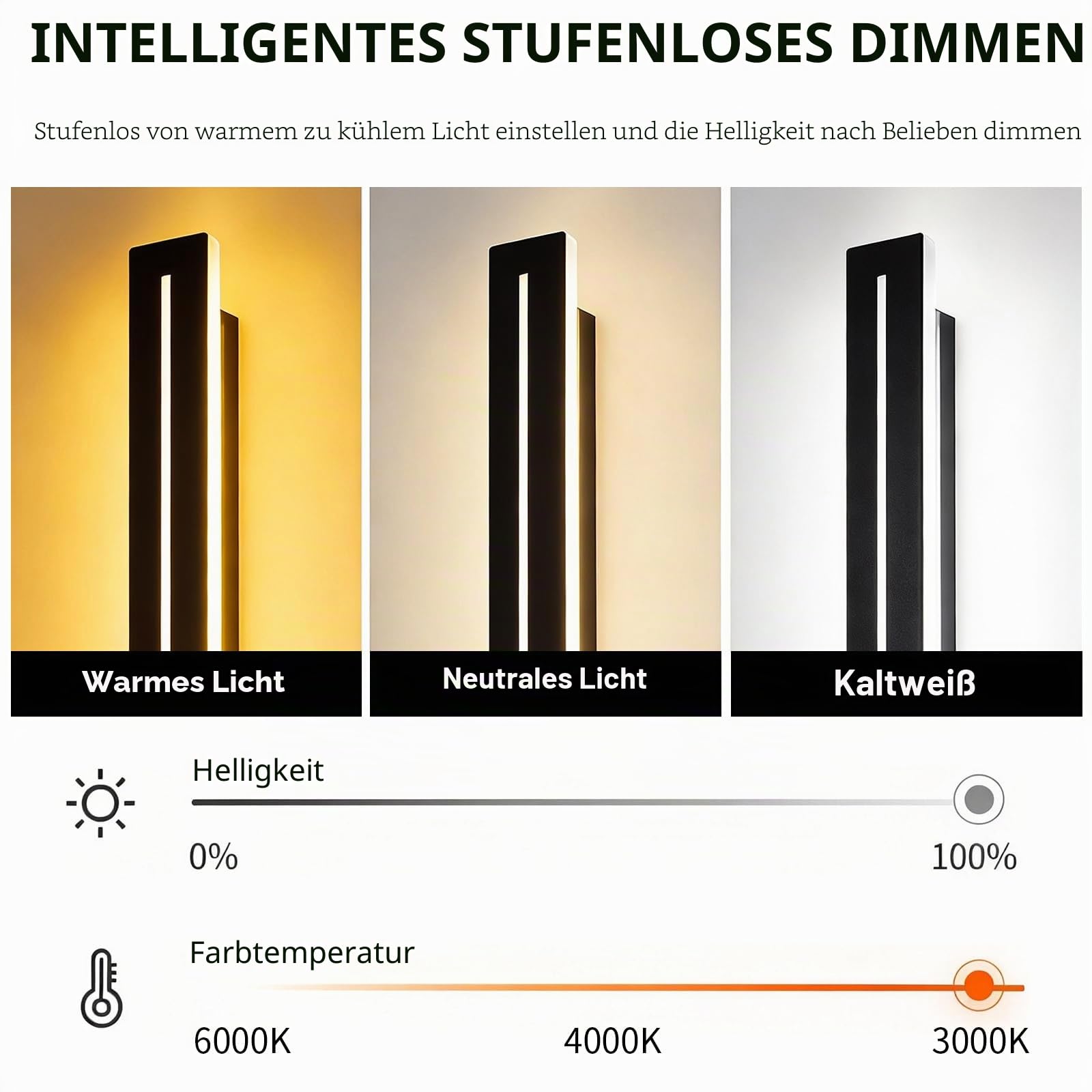 25W LED Wandleuchte Innen Dimmbar 100CM Wandlampe innen mit Fernbedienung,Up Down Wandlicht,Moderne Wandbeleuchtung Schwarz für Schlafzimmer Korridor Wohnzimmer Treppe Kinderzimmer Küche