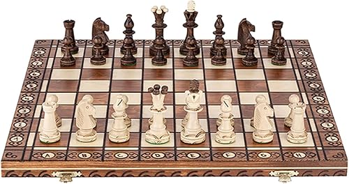 GAENZA Nuevo juego de ajedrez profesional, juego de ajedrez de madera plegable con piezas de ajedrez y ranuras de almacenamiento, juegos de mesa
