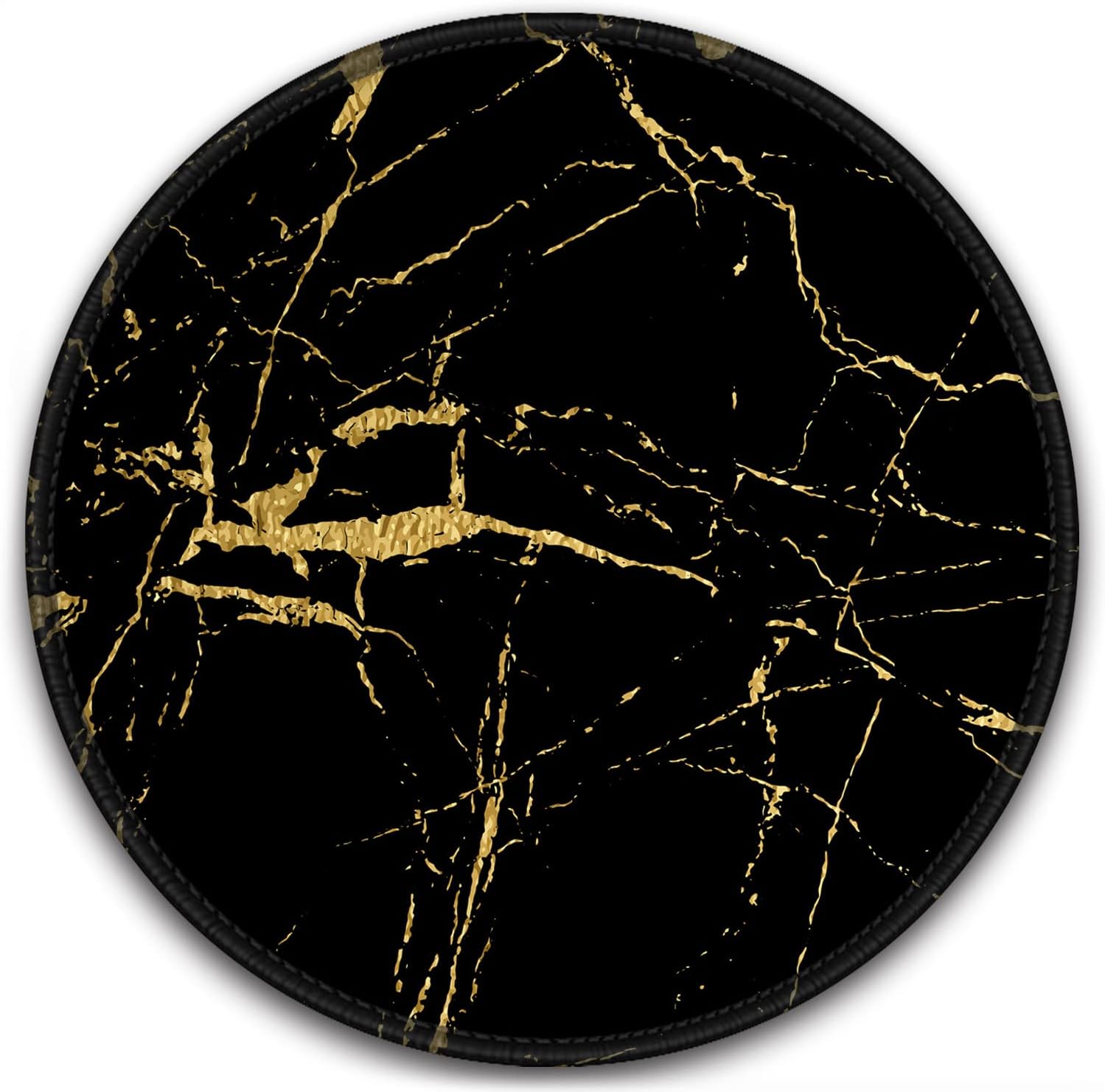 BOSOBO Mouse Pad, Round Marble Mouse Mat, Cute Mouse Pad with Design, Non-Slip Rubber Base Mousepad with Stitched Edge, Waterproof Women Office Mouse Pads, Small Size 7.9" x 7.9", Black Marbling