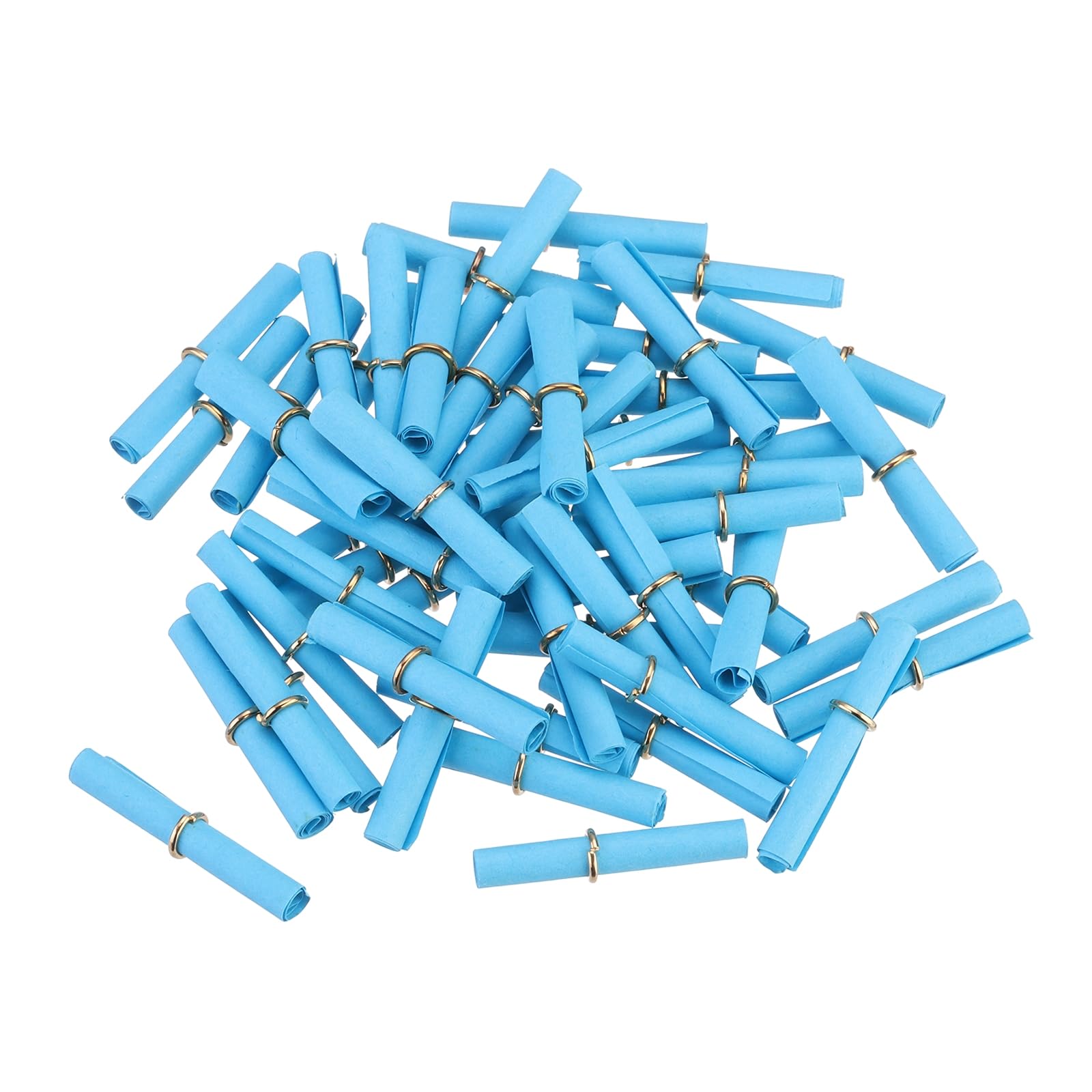 MECCANIXITY Mini Vintage Message Scrolls, 100pcs Valentine & Lucky Wish Paper Rolls for Party & Birthday, Blue