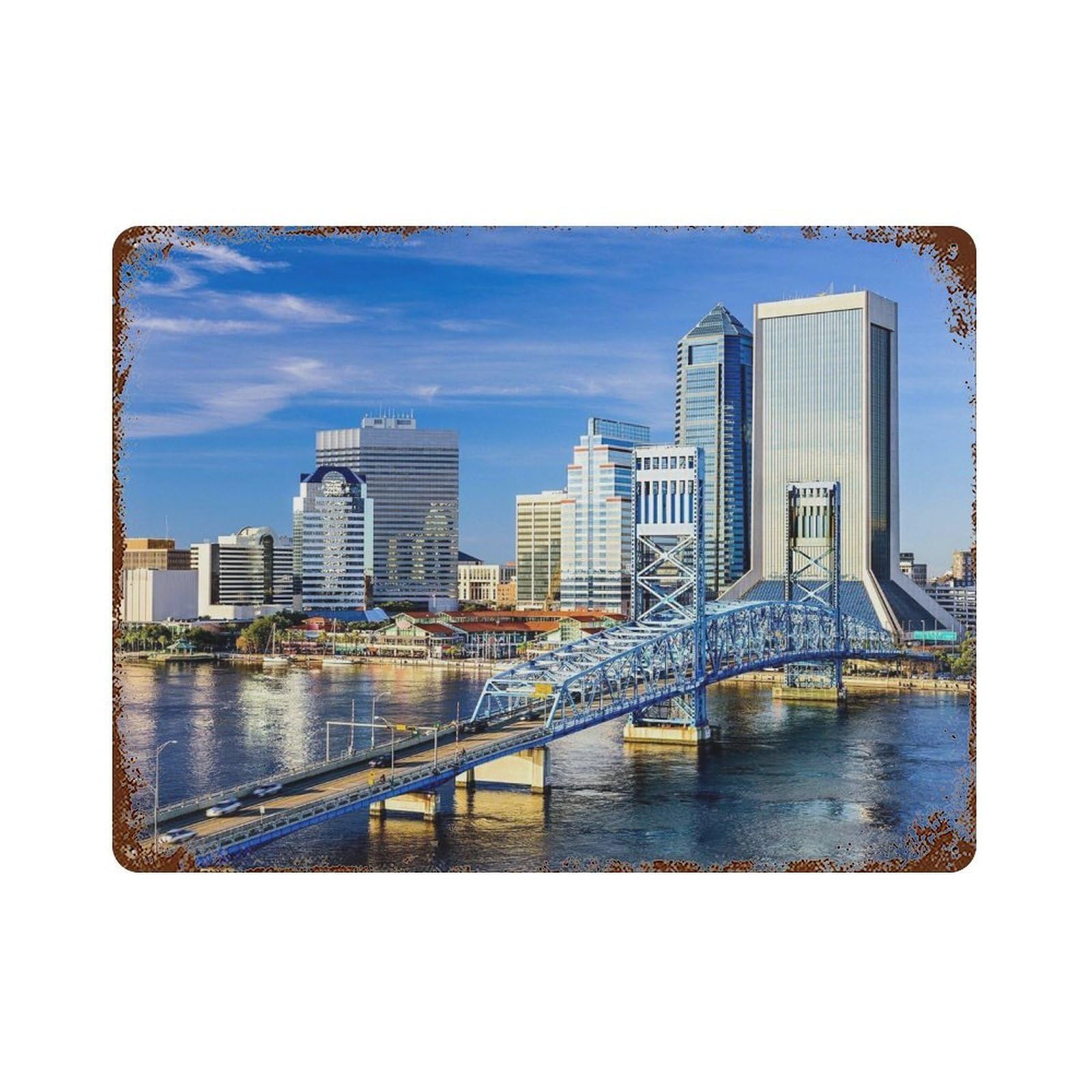 xiaoxiaoshen Real Photo Jacksonville Decor Florida Wall Decor Art Metal Tin Poster Modern Home Decor Art Home Bar Shop Decorations Vintage Sign 30x40cm