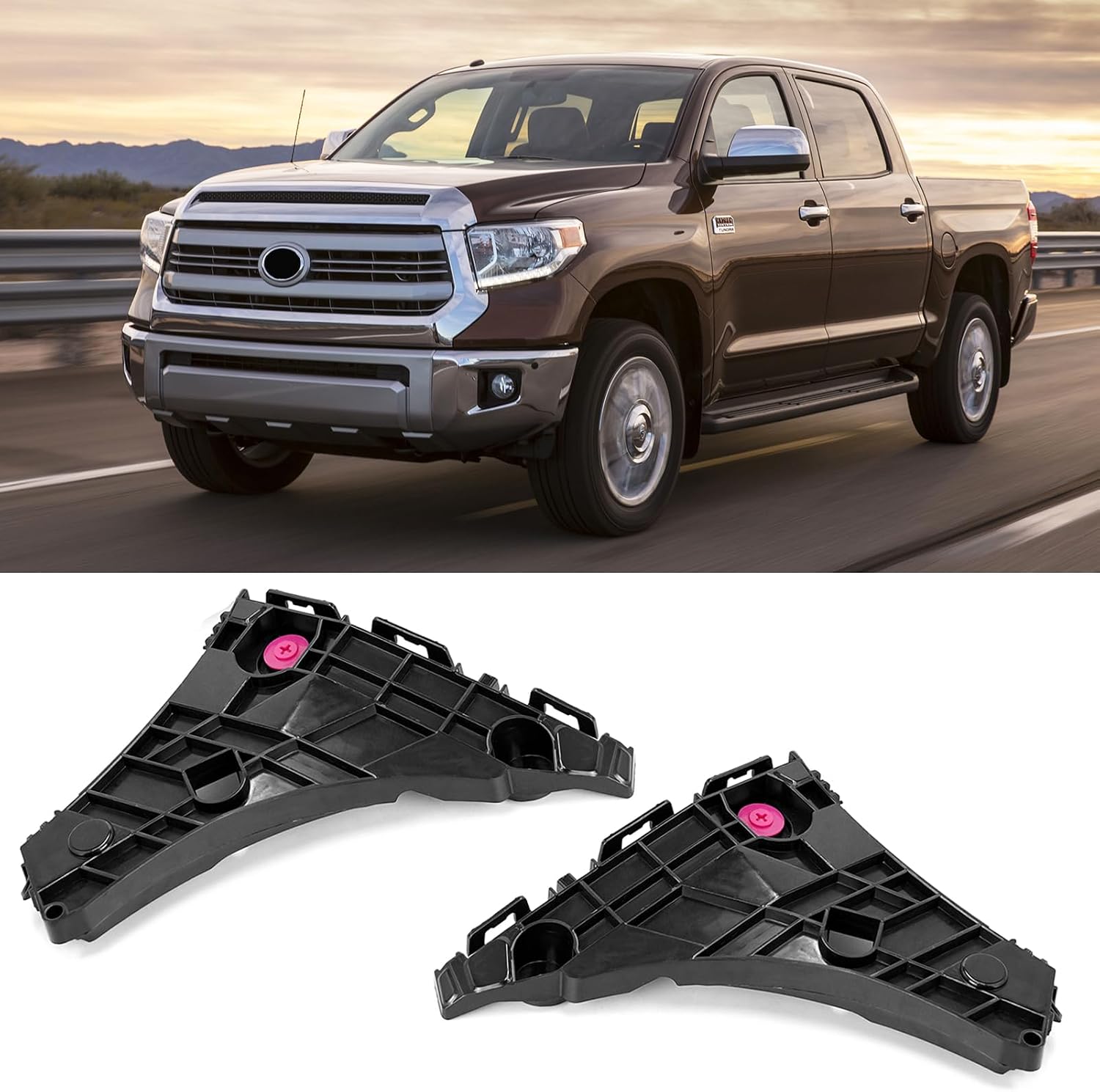 Yumzeco 1Pair Compatible with Toyota Bumper Brackets Tundra 2014 2015 2016 2017 2018 2019 2020 2021,Driver and Passenger Side Palstic Toyota Tundra Front Bumper Retainers Replace 521160C110 521150C110