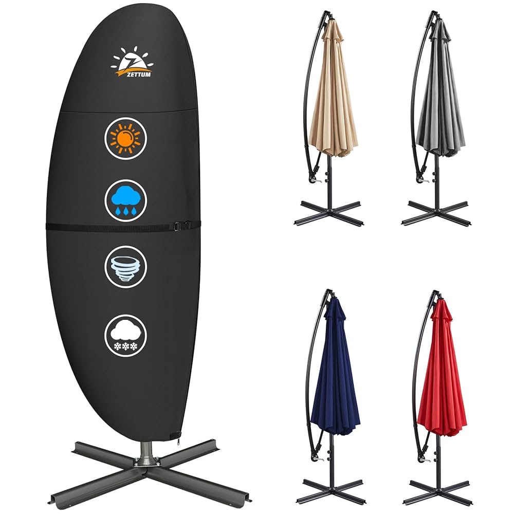 Funshot Parasol Cover Waterproof, Large Cantilever With Zip For 2 To 4m Garden Outdoor Umbrella Heavy Duty 420d Oxford Fabric Umbrella Anti Uv~p135879965