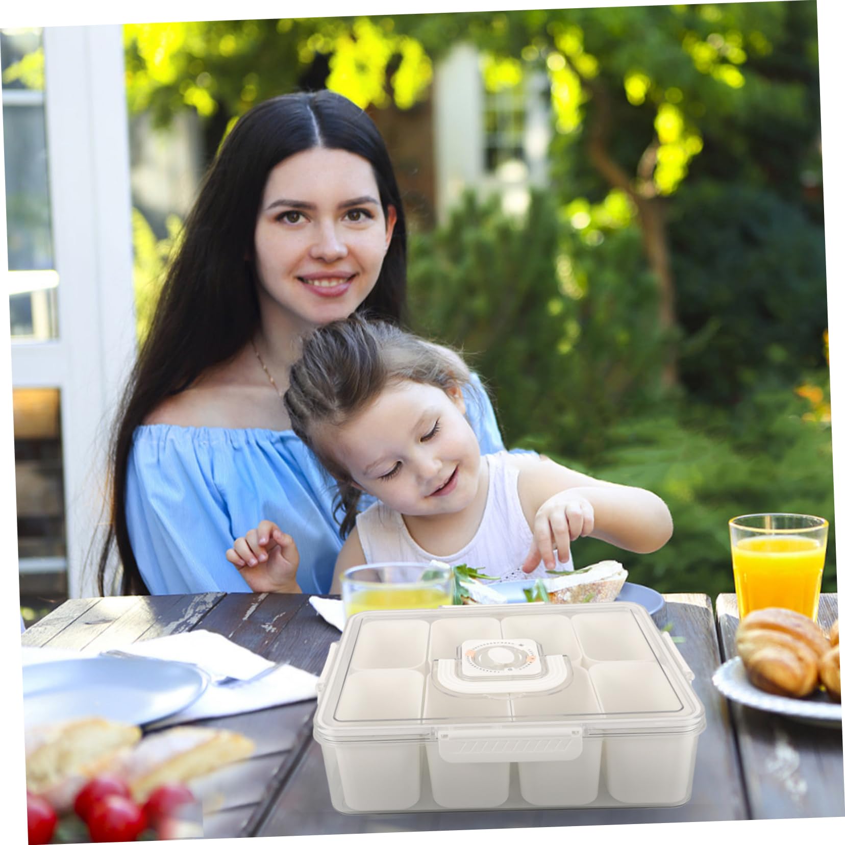 Scatola porta snack portatile in stile europeo con manico, vassoio compatto per caramelle e frutta secca per una facile conservazione e divertimento in movimento