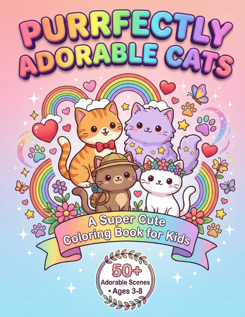 Purrfectly Adorable Cats: Super Cute and Sweet Coloring book of Cat Designs for Relaxing Fun | Easy Coloring Pages for Toddlers, Preschoolers & Young Animal Lovers
