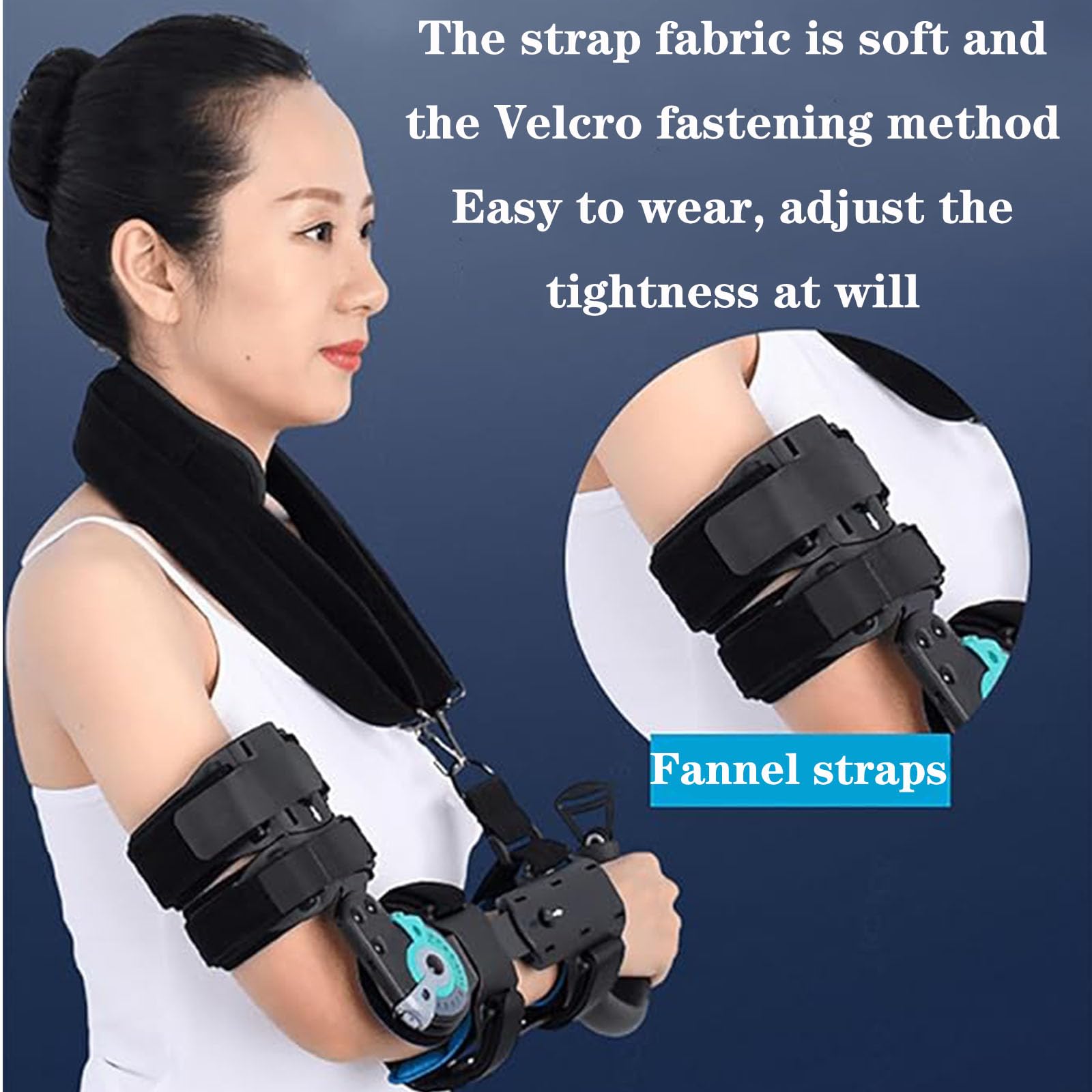 SFKLYU Tutore per Gomito Incernierato Supporto per Gamma di Movimento Stabilizzatore per Imbracatura per Braccio Lussato Stecca e Tracolla Regolabili Tutore per Gomito Regolabile,Left