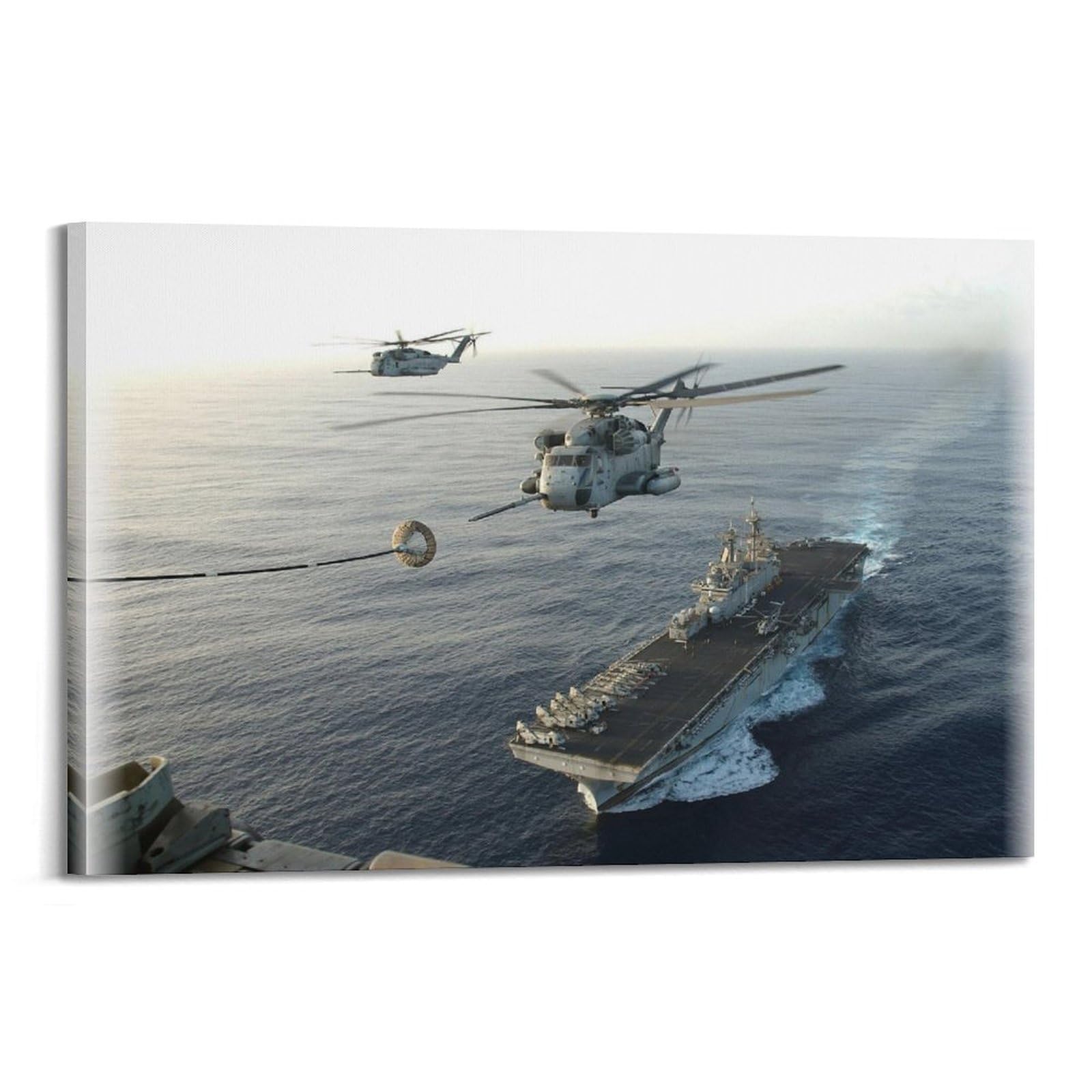 WZKTCL Naval Warship Helicopter Take-off Poster Decorative Painting Canvas Wall Posters And Art Picture Print Modern Family Bedroom Decor Posters 20x30inch(50x75cm)