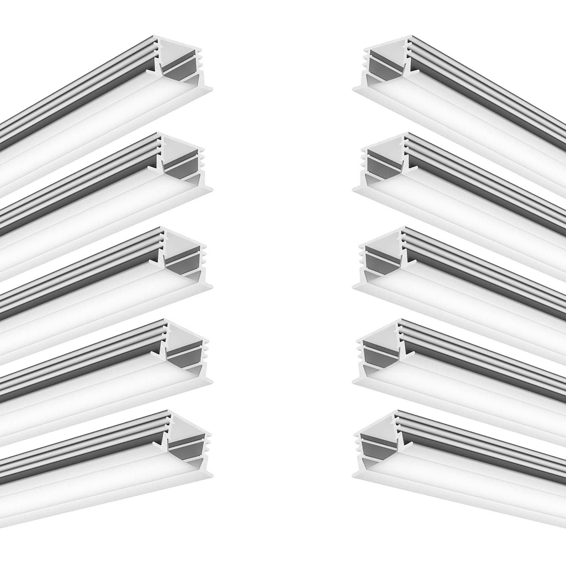 G.W.S® Recessed LED Profile, 10-Pack Aluminium Channel for LED Strip Light, 1 Metre 23.8mmx12mm (006B-Y2412) — image 1