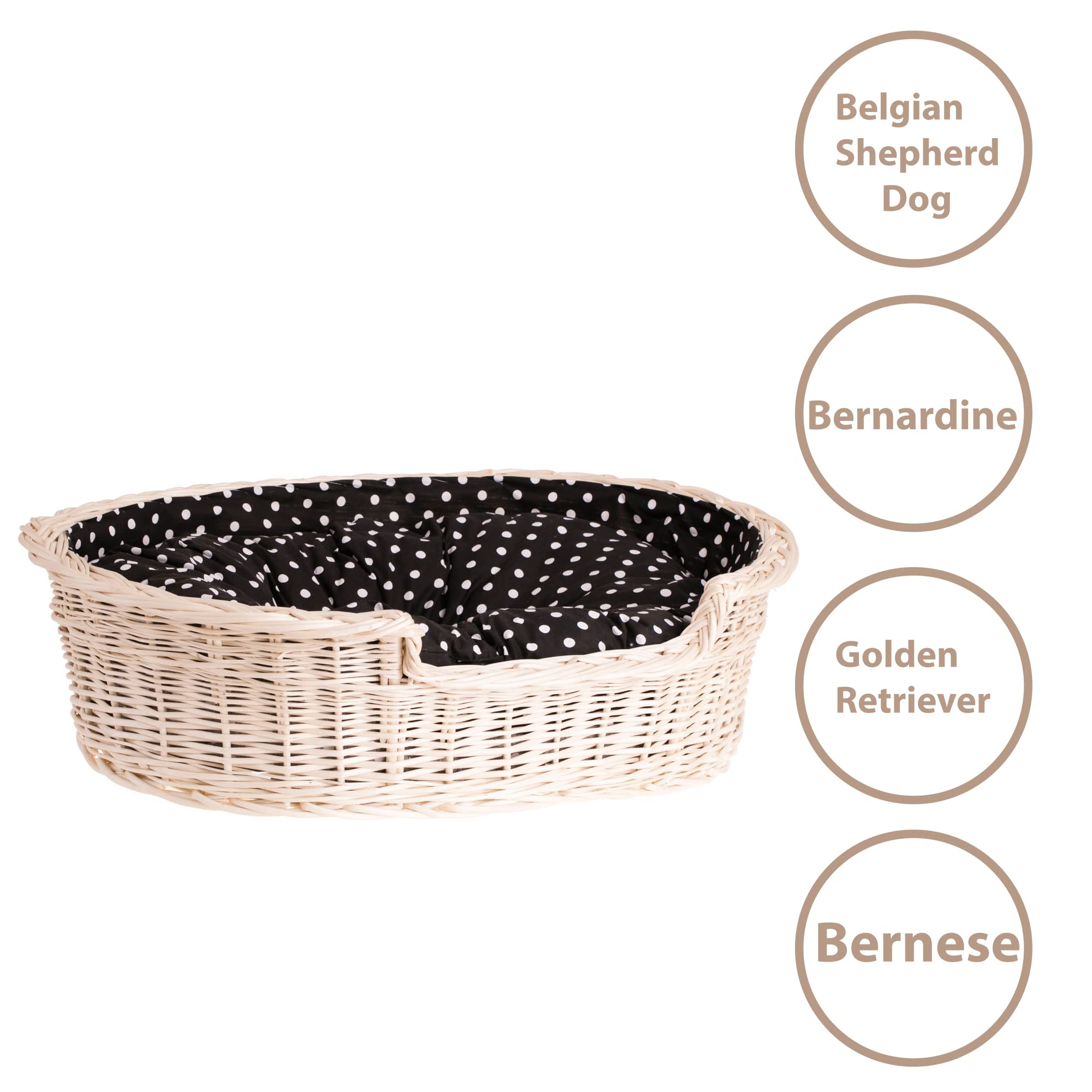 e-wicker24 - Cesto in vimini naturale, 100 cm, bianco-nero