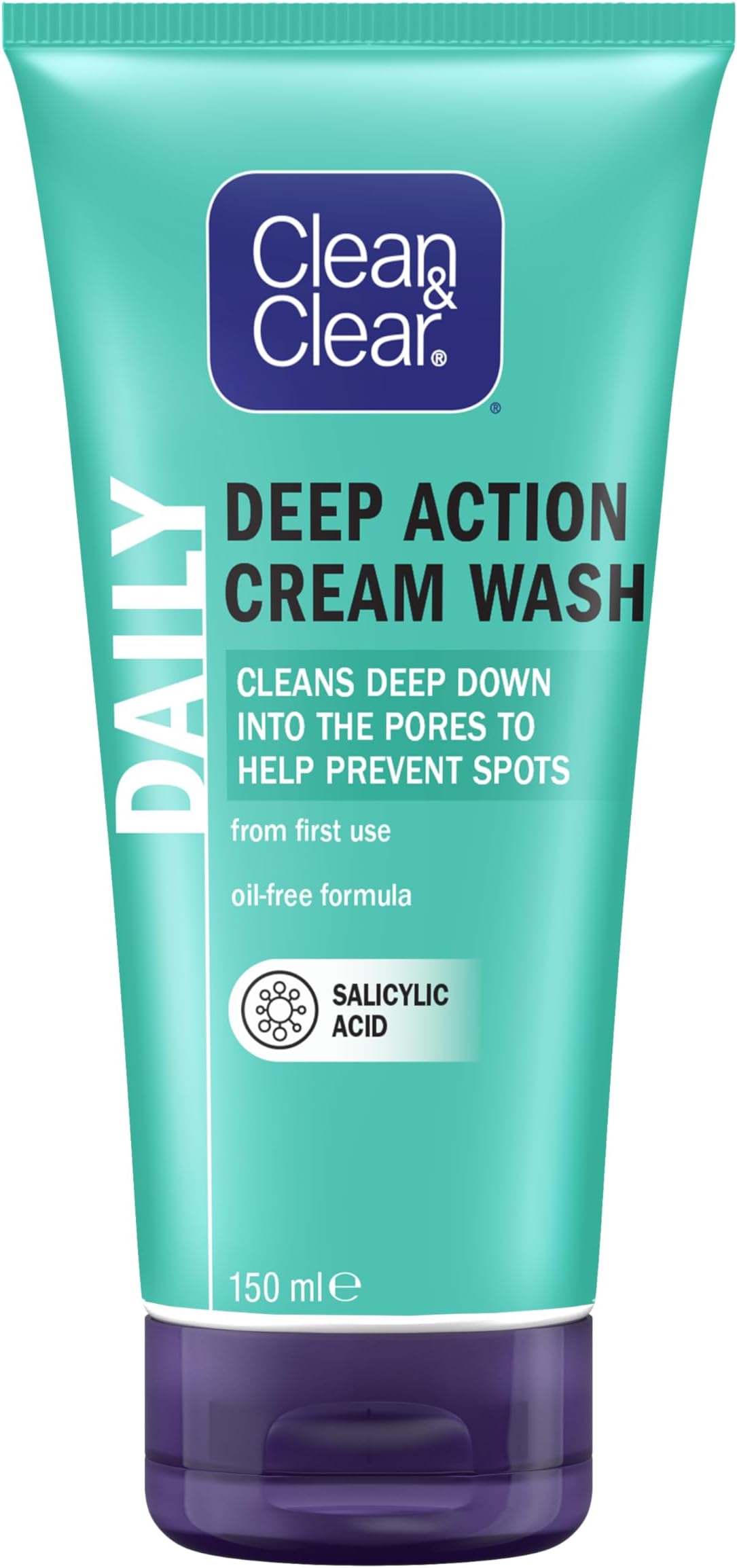 Clean & Clear Deep Action Wash Cream, White, 150 ml (Pack of 1)