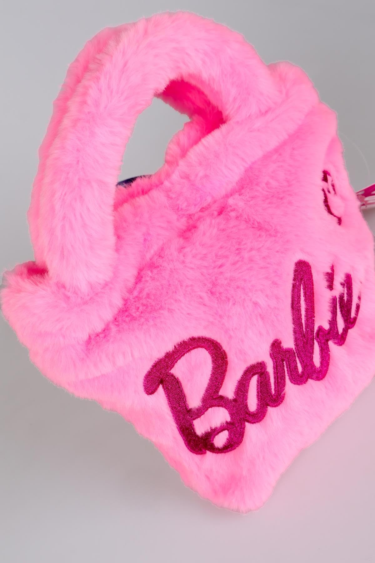 Barbie Lisanslı Peluş El Çantası, Kalem Kutusu, Pembe, İki Bölmeli