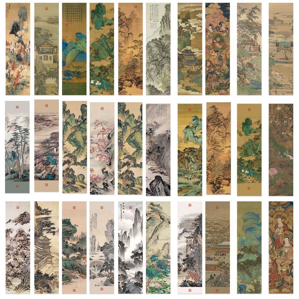 Luxylei Vintage Aesthetic Bookmarks 30pcs Elegant Landscape Pattern Paper Bookmarks for Book Lovers, Simple Style Book Accessories