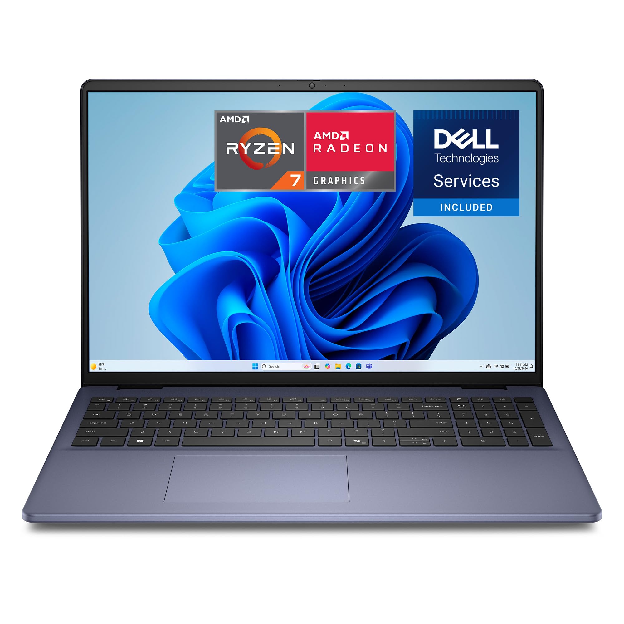 Dell 16 Laptop DC16256-16-inch FHD+ 300nits Display, AMD Ryzen 7 250, AMD Radeon Graphics, 16GB Memory, 1TB SSD, Backlit Keyboard, 1 Year Dell Care Plus Service and Accidental Damage-Windows 11 Home