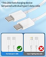 Vista 7 de 20W iPhone 15 Pro Max Plus Wall Charger Block Long 6.6 ft Cable USBC Carga Rápida Ladrillo Teléfono Celular USB C Cable Adaptador de corriente