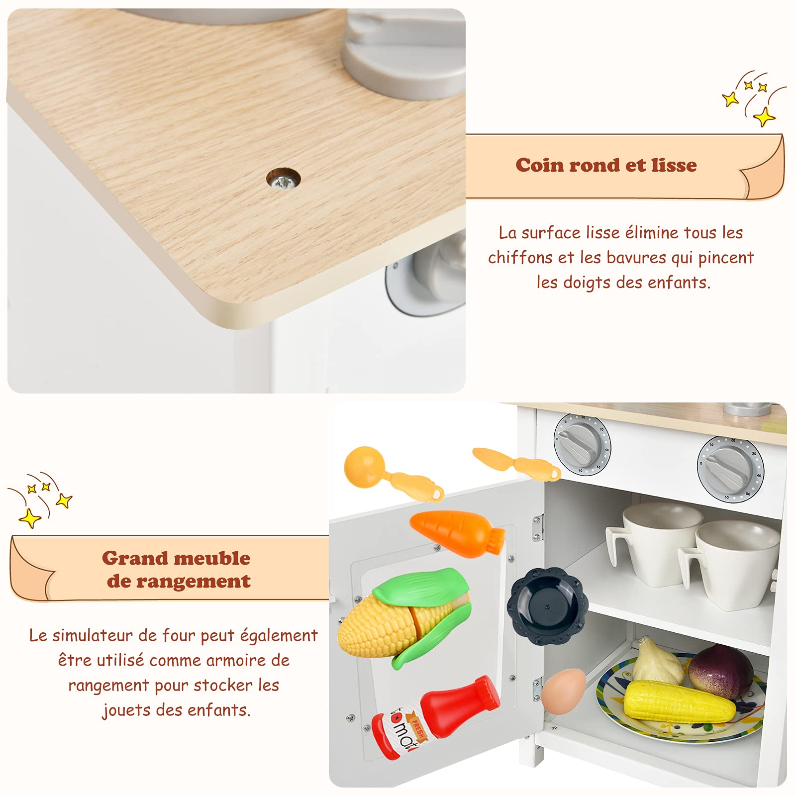 DREAMADE Cuisine pour Enfant avec Accessoires Riches, Jouet de Cuisine pour Enfant avec Grand Espace de Rangement, Jeu d’Imitation de Cuisine & Jeux de Rôle pour Garçons & Fille, 60 x 30x 83 cm