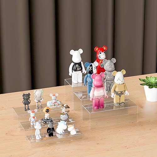 Miniatura 44 de Juego de 3 elevadores cuadrados de acrílico para mesa de postres, estante de exhibición de acrílico transparente para Funko Pop, cupcakes, juguetes