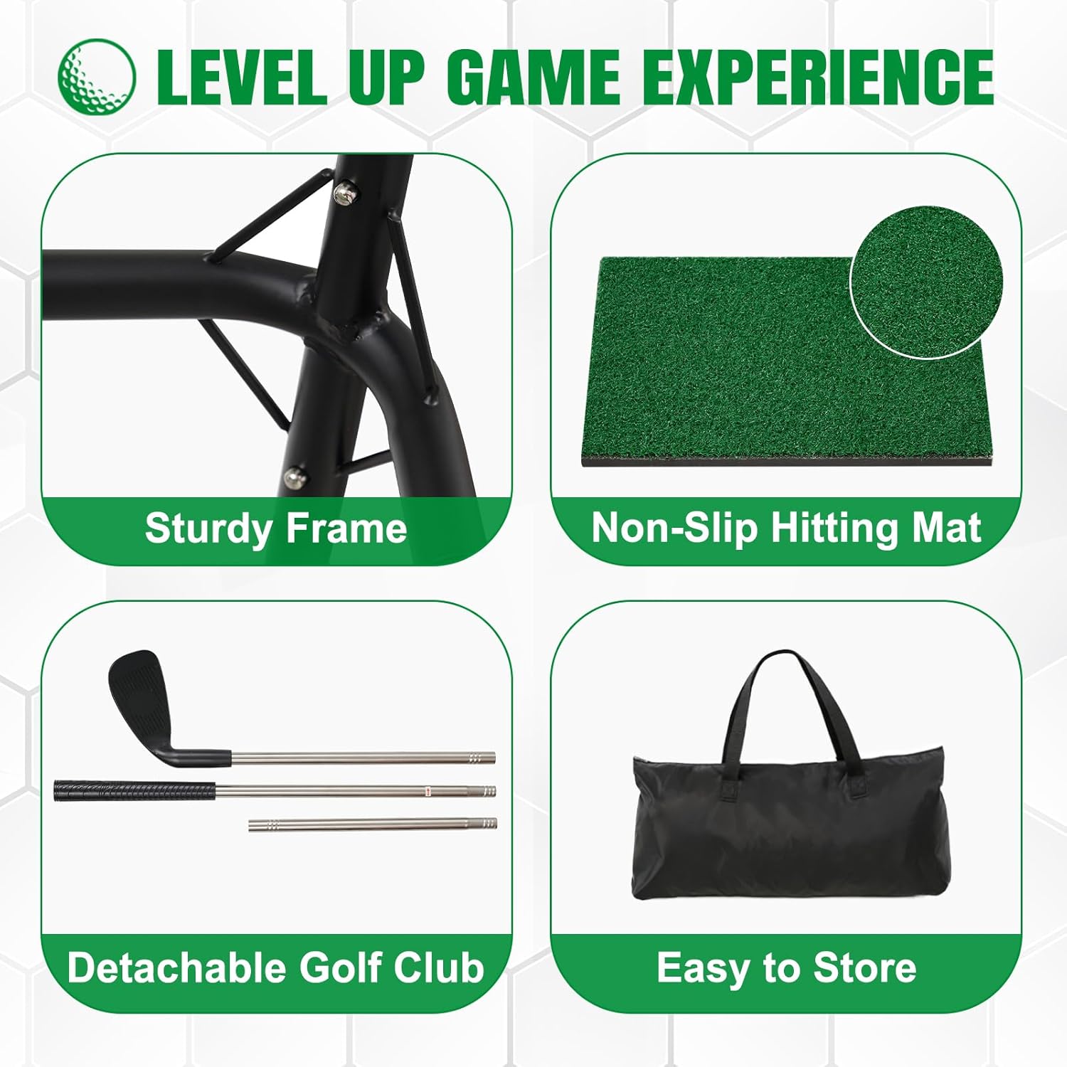 Golf Chipping Game Set, Large Double-Sided Golf Practice Mat, Portable Sticky Golf Game with 2 Clubs, 20 Sticky Balls for Indoor&Outdoor Yard, Family Fun (6FTx6FT