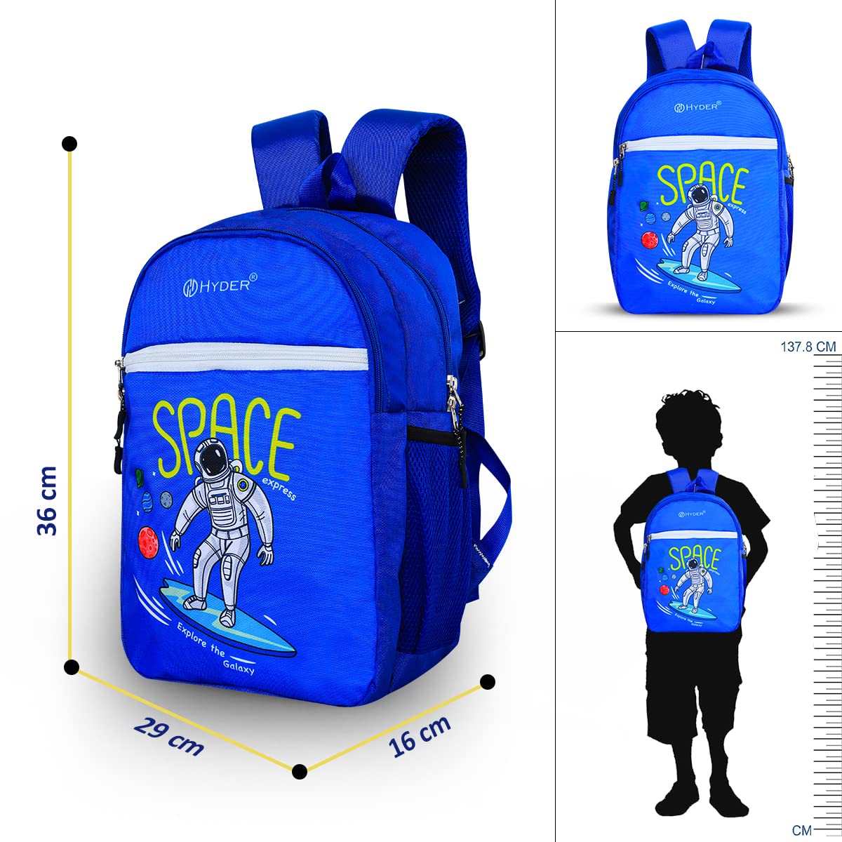 HYDER Mochila para niños de 20 litros con estampado de dibujos animados, ligera, espaciosa, impermeable, casual, picnic, matrícula, escuela, mochila para niños y niñas