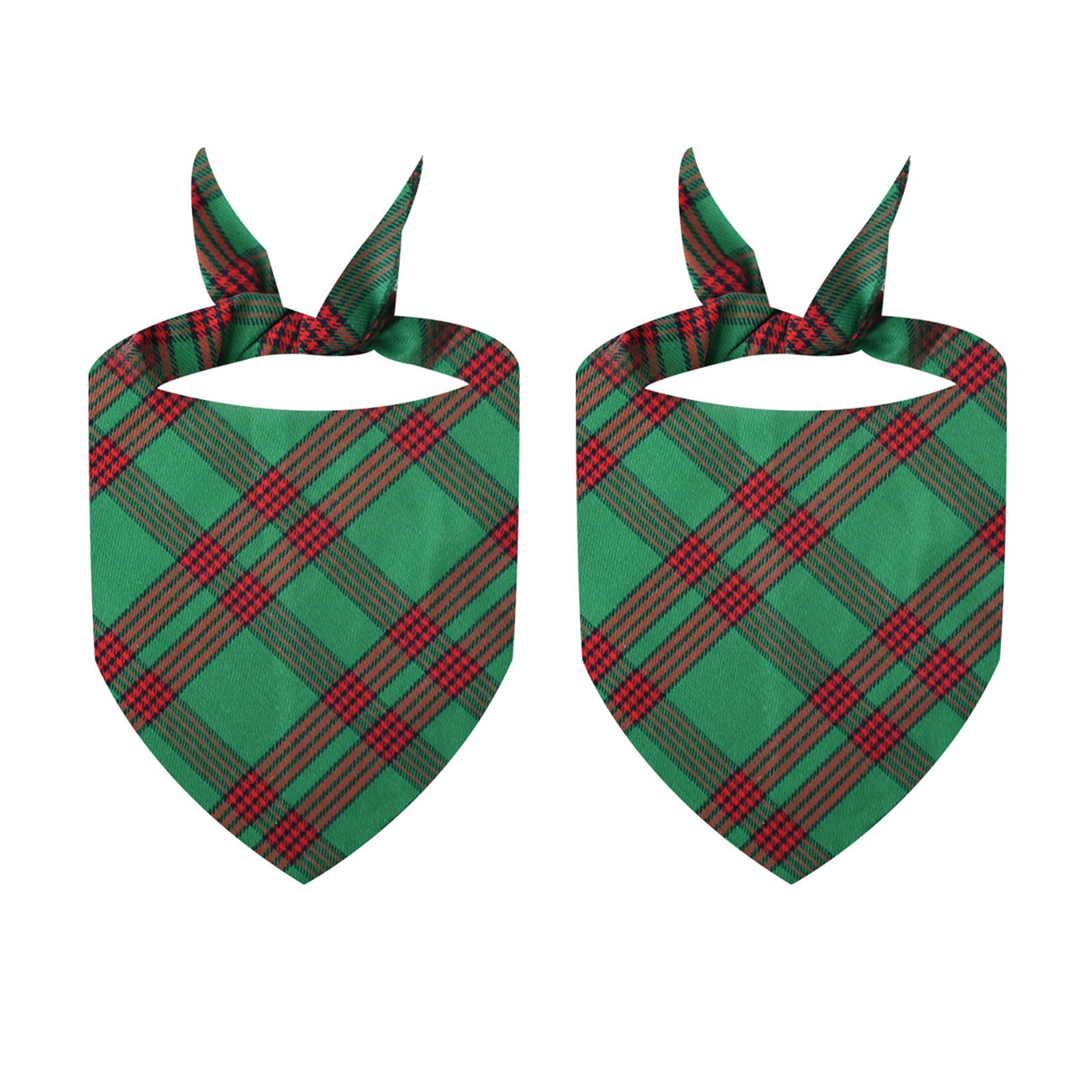 Pet Dog Holiday Bandannas Plaids Scarf Collar Reversible Bandanas Festive Neck Scarf Dogs Costume Festival Supply 2pcs
