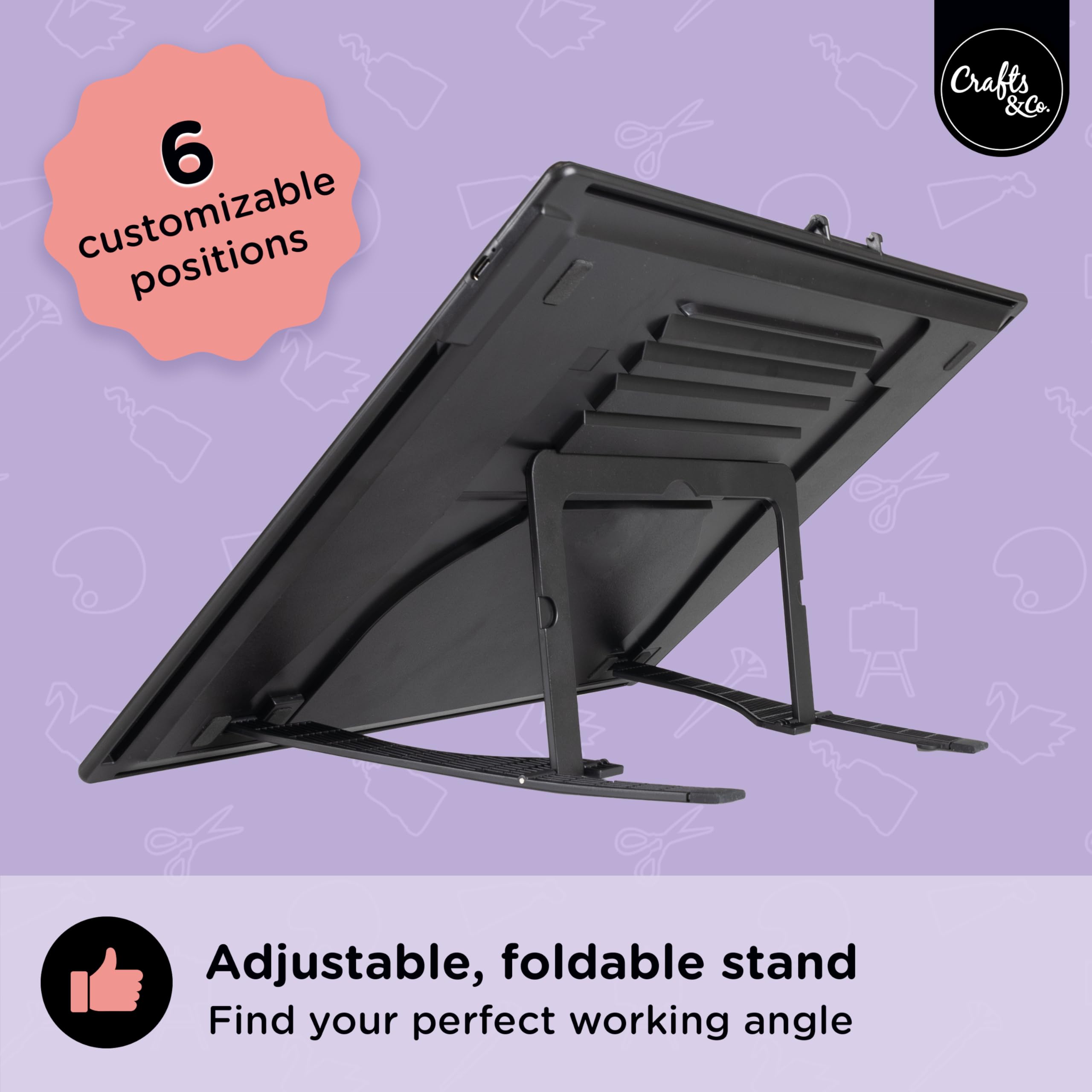 Crafts&Co® Lightpad A3 wiederaufladbar für Diamantmalerei, Zeichnung, Tätowierung | Dimmbares Lichtpad für Kinder und Erwachsene | Lichtpad LED mit USB | 470x345mm