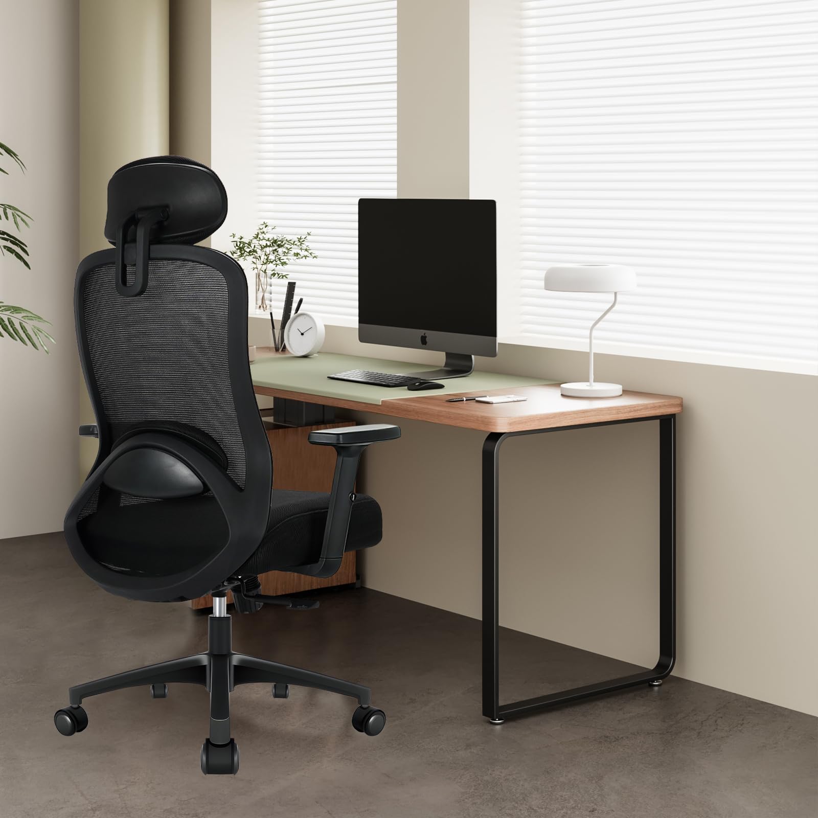 Milacyee Silla Oficina, Silla Ergonomica Escritorio, Silla Ergonómica con Reposacabezas, Reposabrazos,90°-130° Bloqueable Respaldo,Ajuste de Altura,Silla de Escritorio Capacidad de Peso 150KG