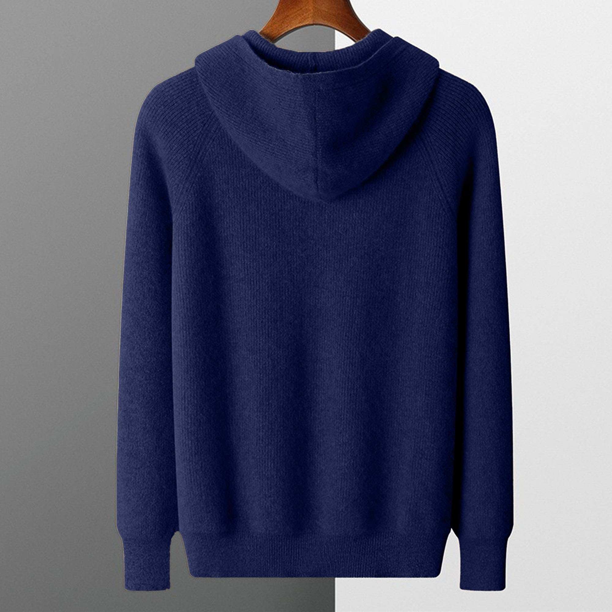 Cardigan da uomo in lana merino-lana con cappuccio e cerniera morbido cardigan con cappuccio autunno-inverno tinta unita felpa allentata
