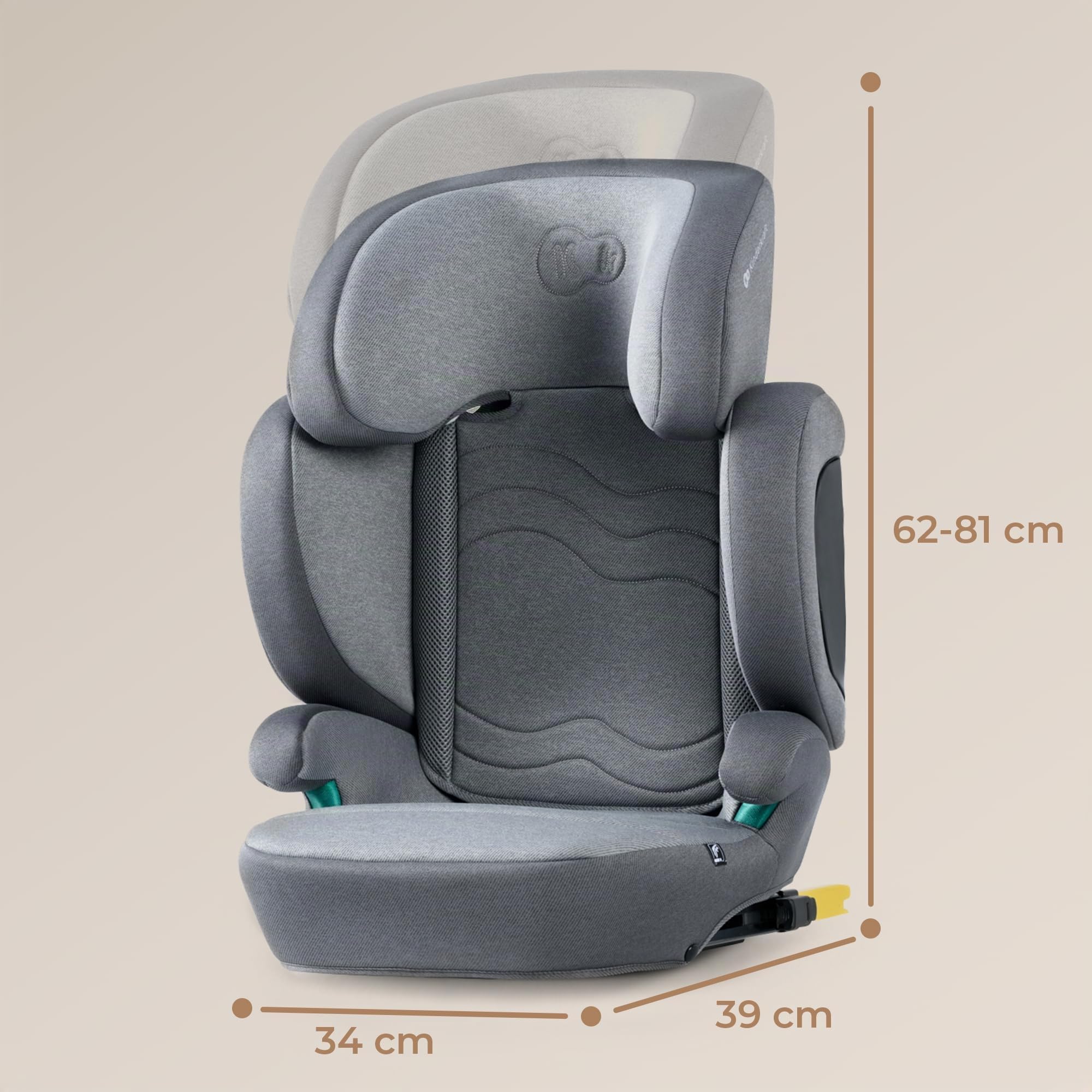 Kinderkraft XPAND2 I-Size, Siège Auto Isofix, Groupe 2/3 (15-36 kg), Réhausseur, Gris