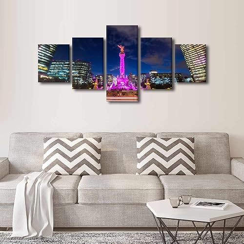 Vista 66 de TUMOVO 5 paneles de arte de pared de volcán en México, impresión sobre lienzo, paisajes naturales, cuadros para dormitorio, decoración del hogar