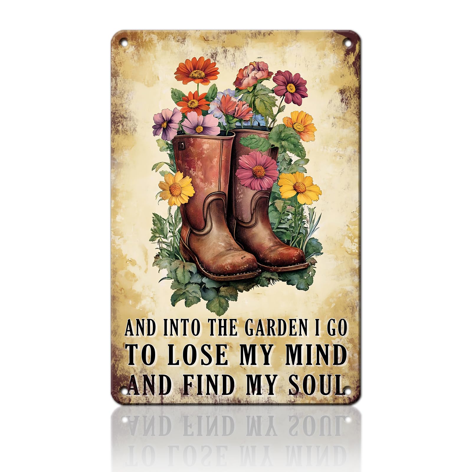 Anceky And Into The Garden I Go To Lose My Mind And Find My Soul Sign Funny Metal Tin Sign Vintage Wall Decor for Home Garden Yard Porch Fence 12×16 Inch