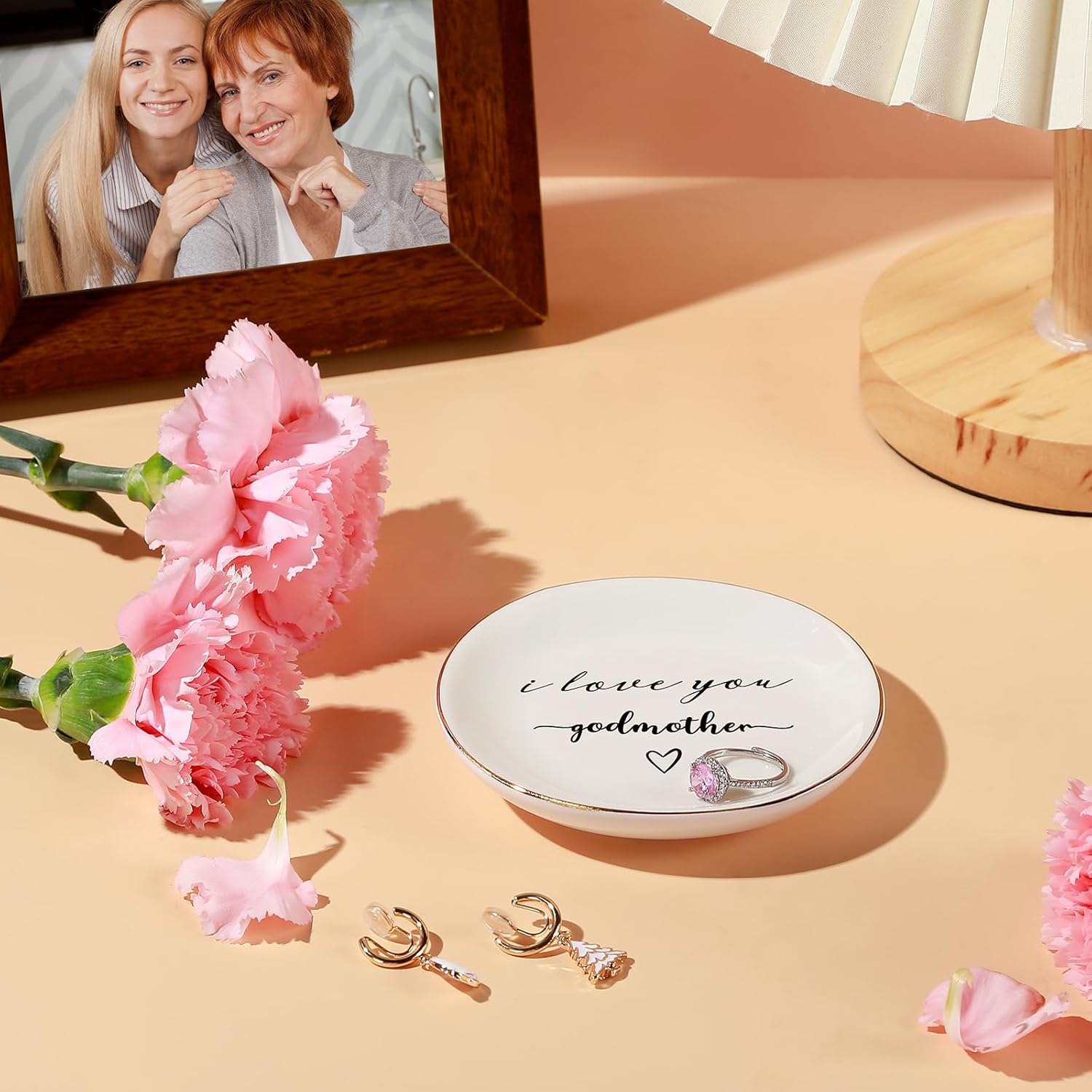 PUDDING CABIN Godmother Gifts from Godchild-I Love You Godmother - Ring Dish Trinket Tray Godmother Proposal Gift, Birthday Mother's Day Thanksgiving Christmas Gifts for Godmother - Image 2