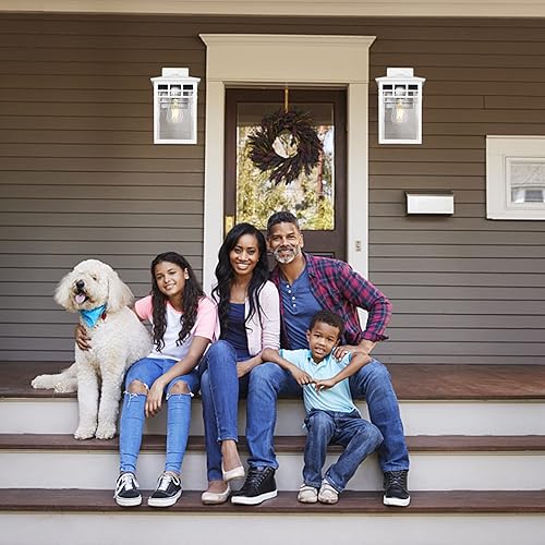 Miniatura 7 de Lámpara de pared para exteriores del atardecer al amanecer, apliques de pared rústicos con vidrio sembrado para porche delantero, linterna de pared