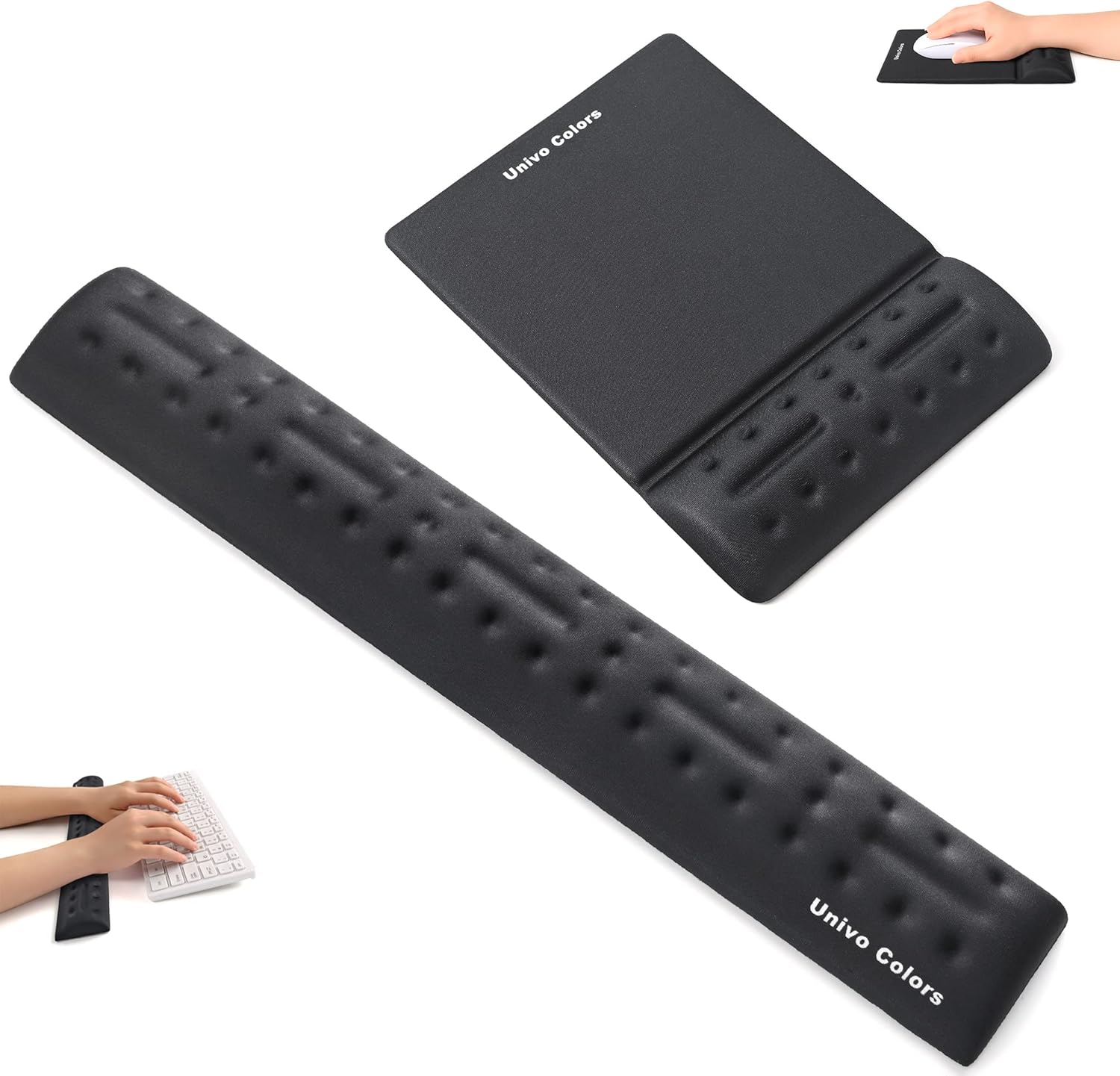 Univo Colos Black Wrist Rest Set for Keyboard Mouse