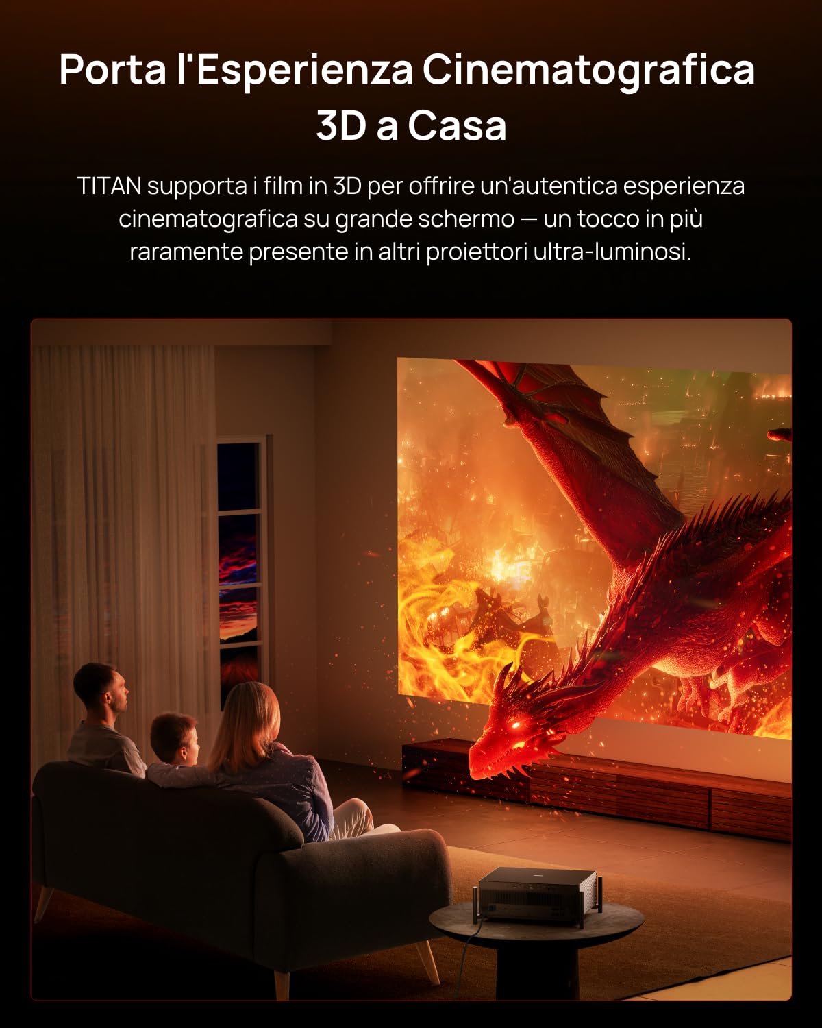 XGIMI TITAN Proiettore 4K a Doppio Laser per Home Cinema, 5000 Lumen, Zoom Ottico 1.2–1.8:1, IMAX Enhanced, Filmmaker Mode, HDR10+, Contrasto Elevato