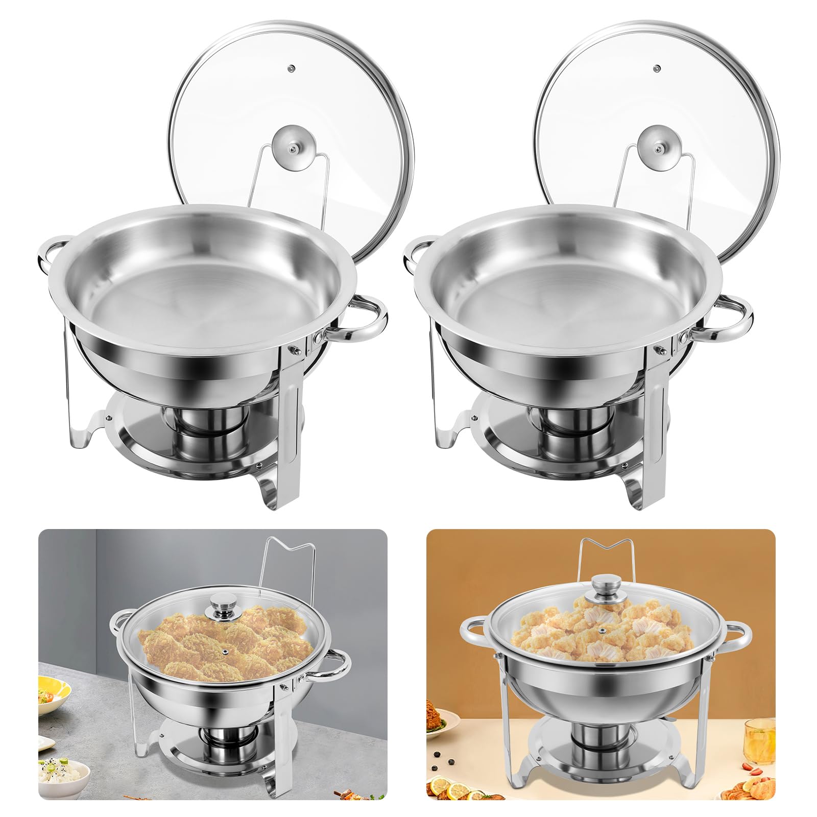 2 scaldavivande Buffetware Chafing Dish Argento con funzione di mantenimento del caldo adatto per buffet feste e alberghi