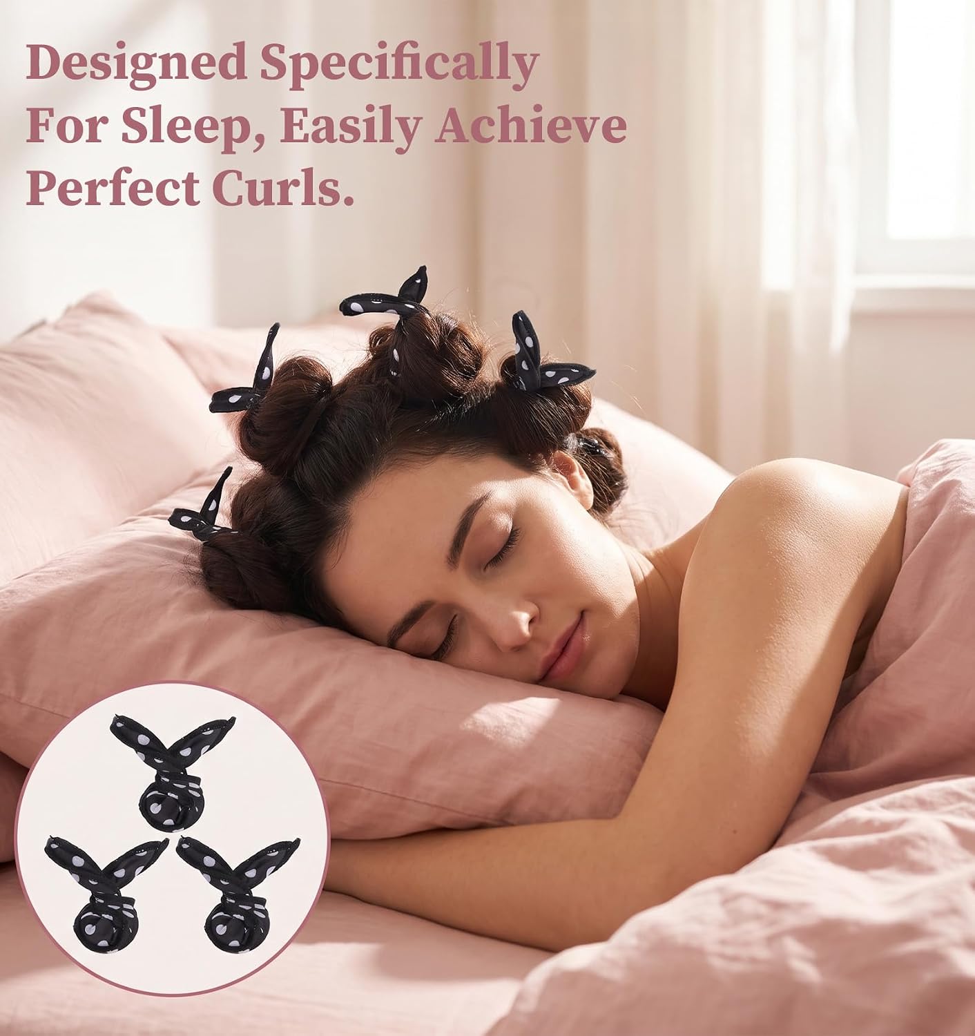 15 PCS Pillow Rollers for Hair, Pillow Curlers for Night Sleep (Black)