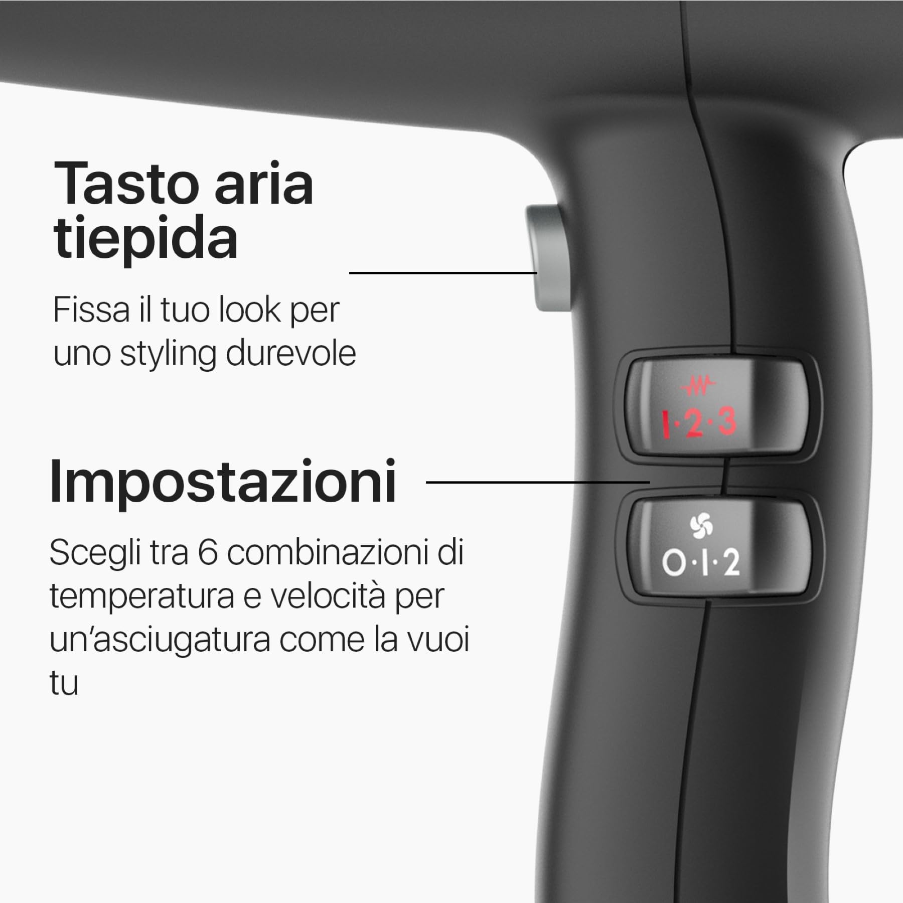 Valera Swiss Light 3300 Ionic, asciugacapelli professionale, phon leggero ed ergonomico, 1800 watt, Nero
