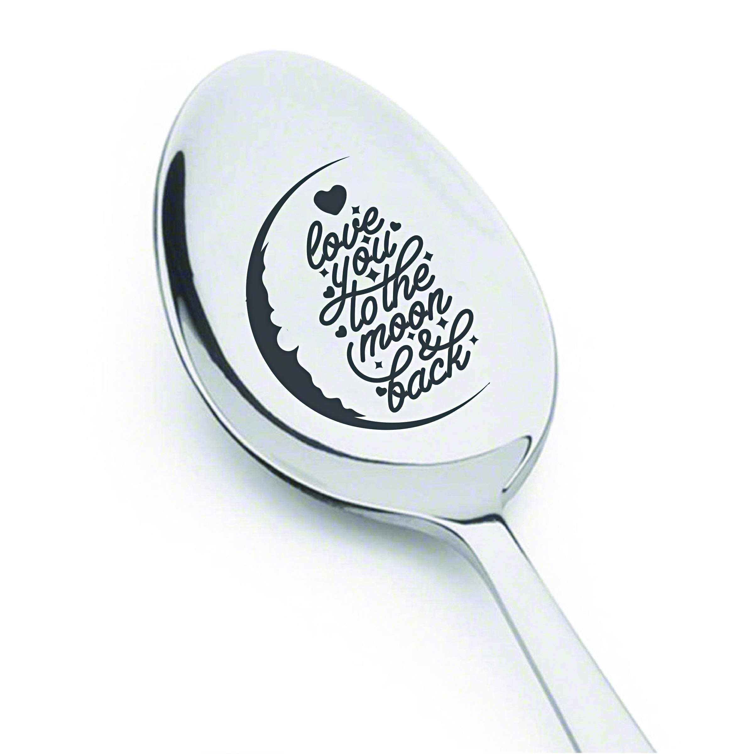 Love you to the moon and back |Christmas gift for mom/dad from daughter son| Papa gifts from grandchildren| thanksgiving gift for Sister/Aunt | Lovers couples engraved spoon gift for valentines day