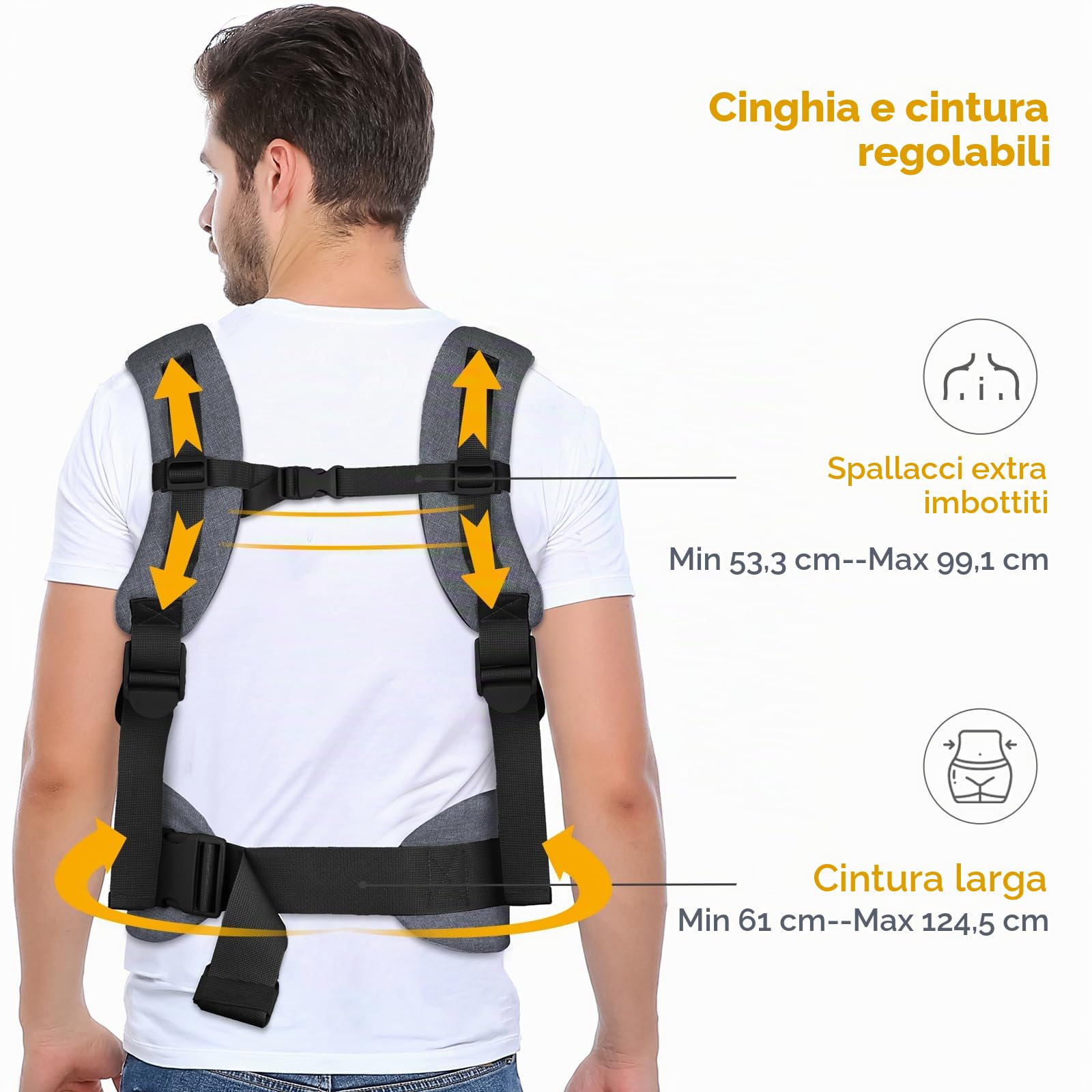GAGAKU Marsupio per neonati e bambini piccoli 4-36 mesi, facile da indossare fronte-strada, fronte-genitore e sulla schiena per bambini - nero e grigio scuro