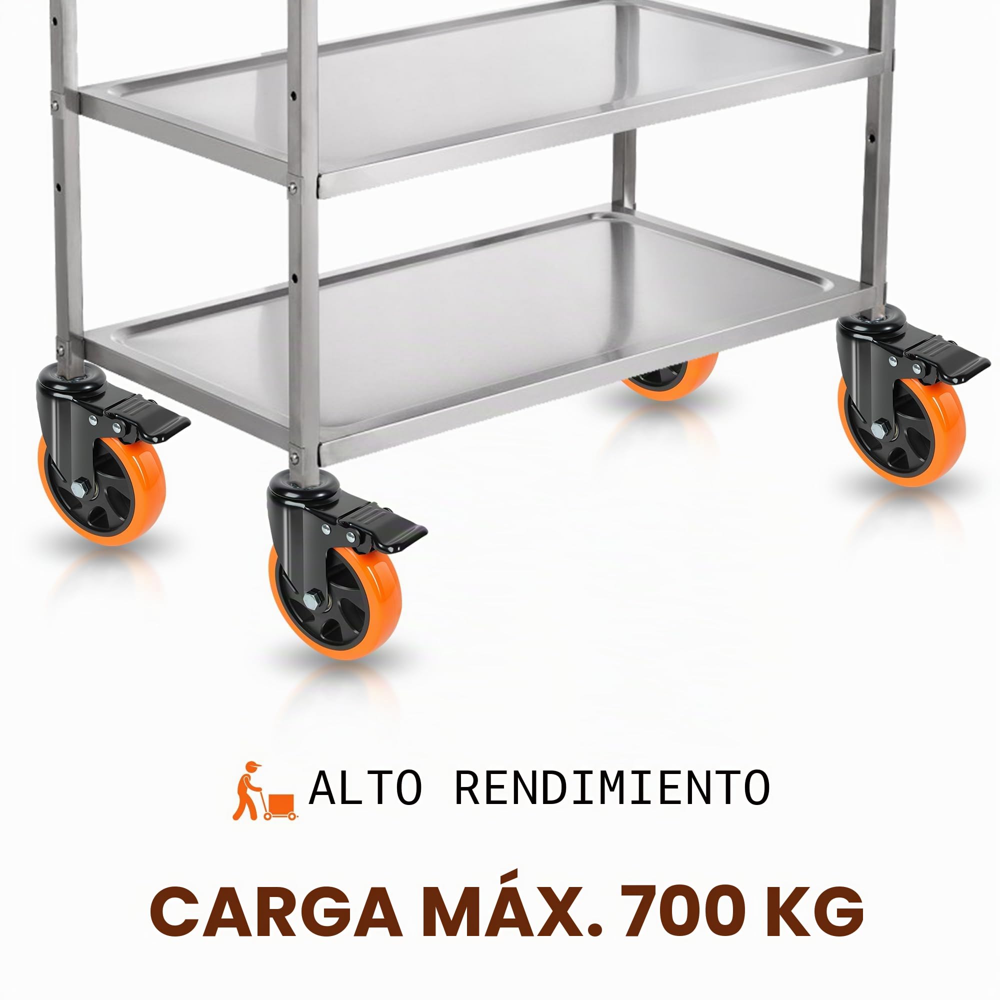 ¢125mm Ruedas Giratorias con Vástago 12mm×25mm(1/2"-12UNC) Ruedas para Muebles Pesados Naranja Ruedas con Tornillo Capacidad 700KG Total